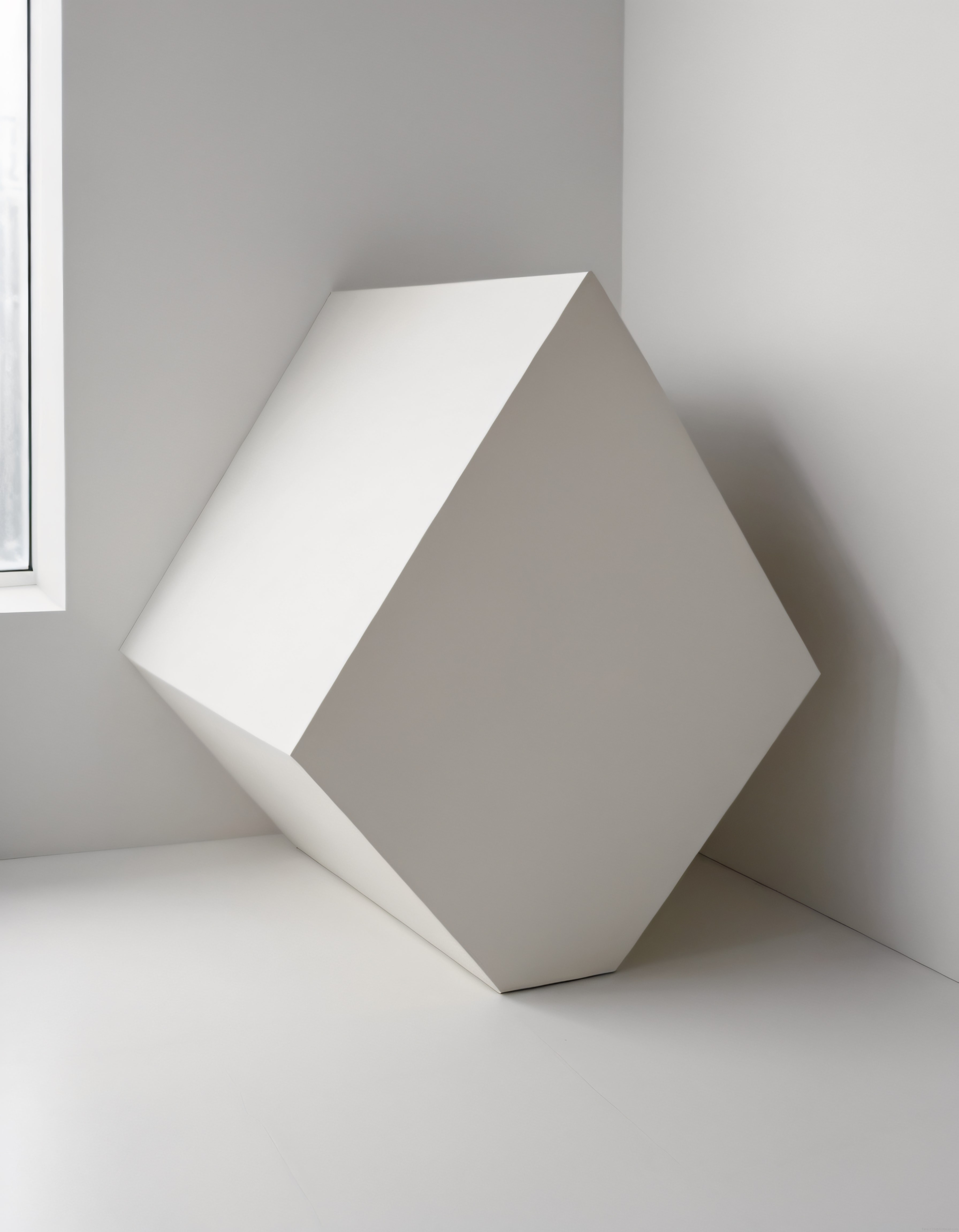 Beyaz Odada Işık ve Gölge Oyunu: Minimalist Geometrik Form ve Pencere