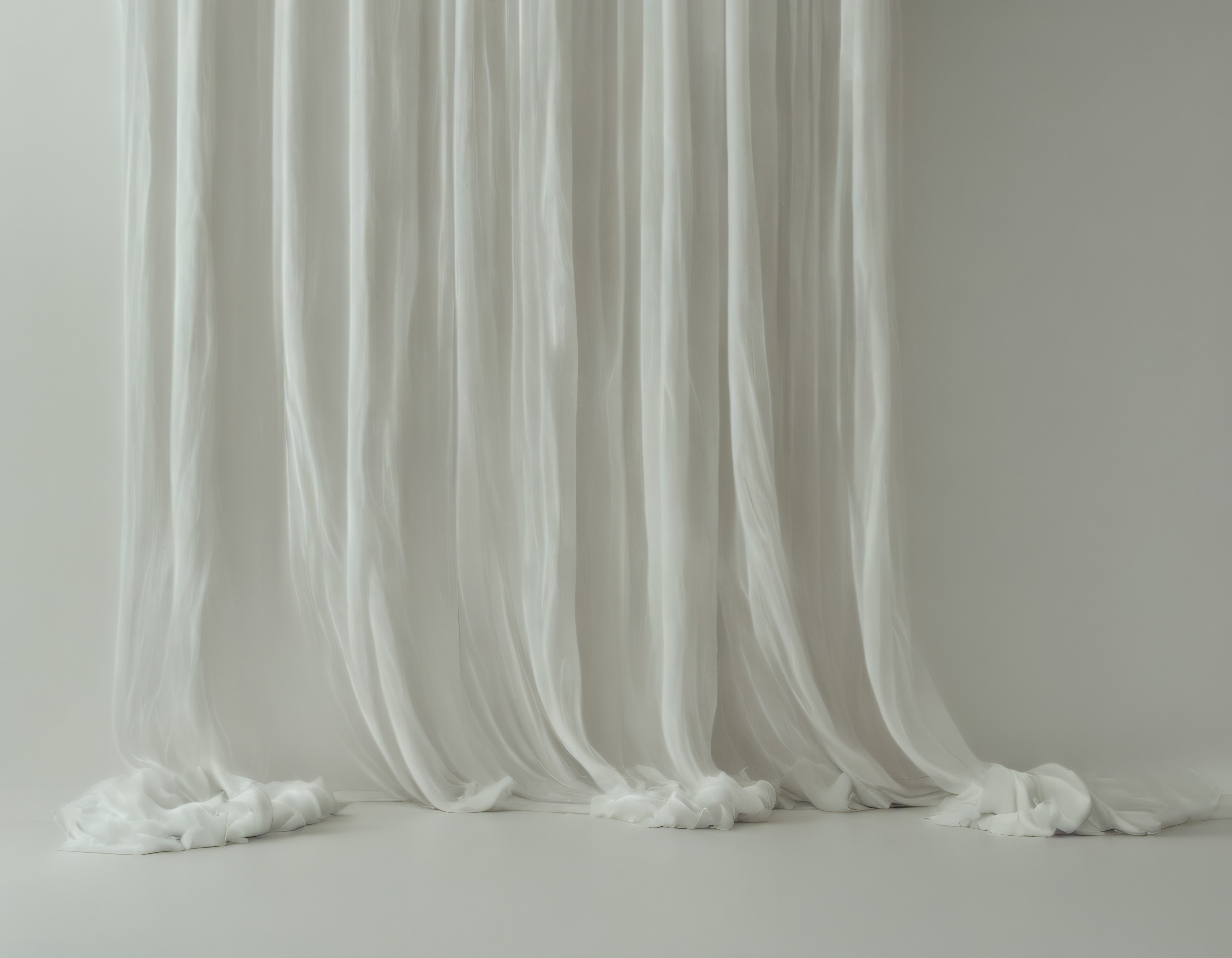 Beyaz Organze Perde ile Kaplı Minimalist Fotoğraf Stüdyosu Dekorasyonu