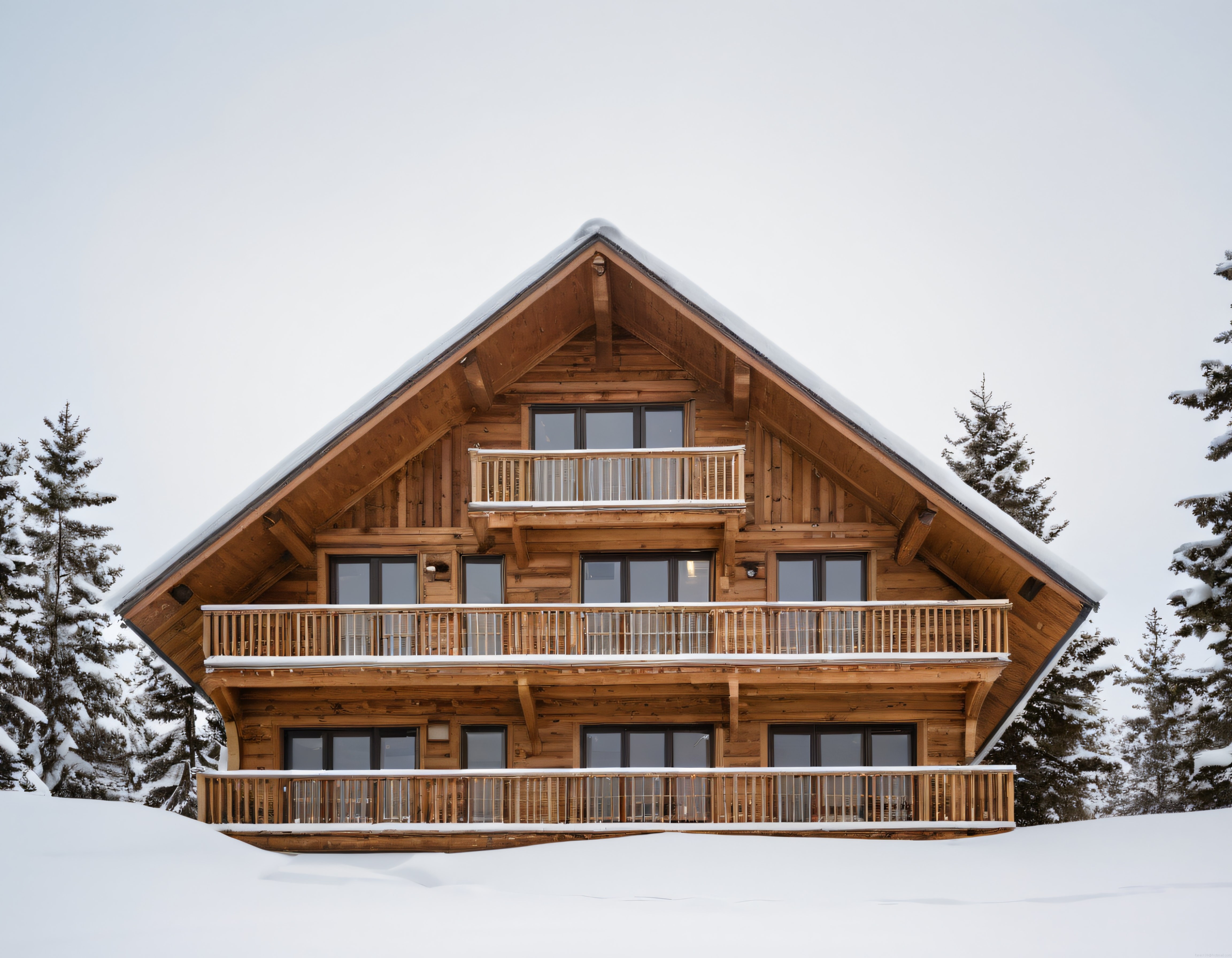 Beyaz Örtünün İçinde Huzur Veren Dev Ahşap Chalet ve Kış Manzarası
