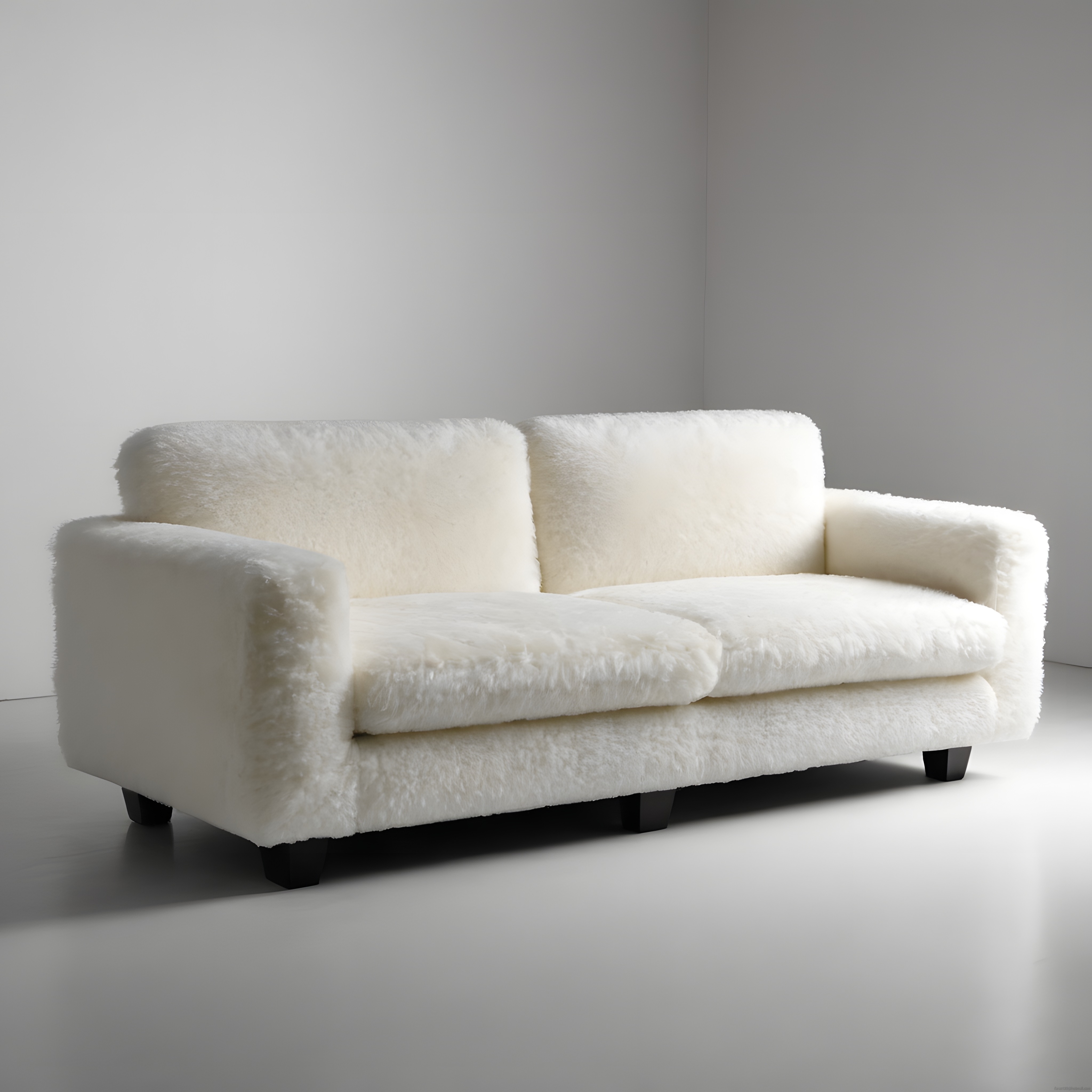 Beyaz Peluş Kürklü Kanepe ile Modern ve Konforlu Salon Dekorasyonu