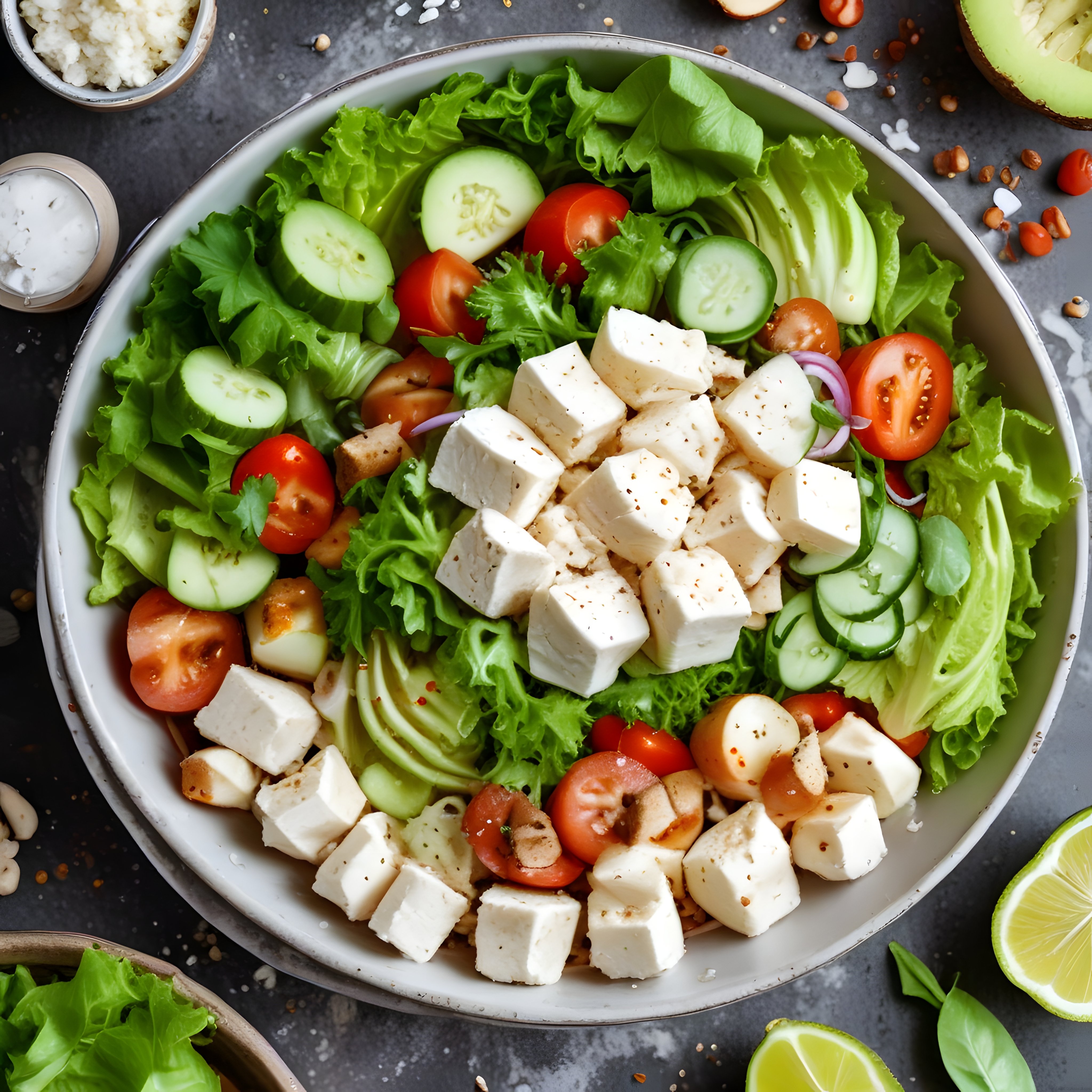 Beyaz Peynirli Avokadolu Taze Salata Kasesi ile Sağlıklı Beslenme