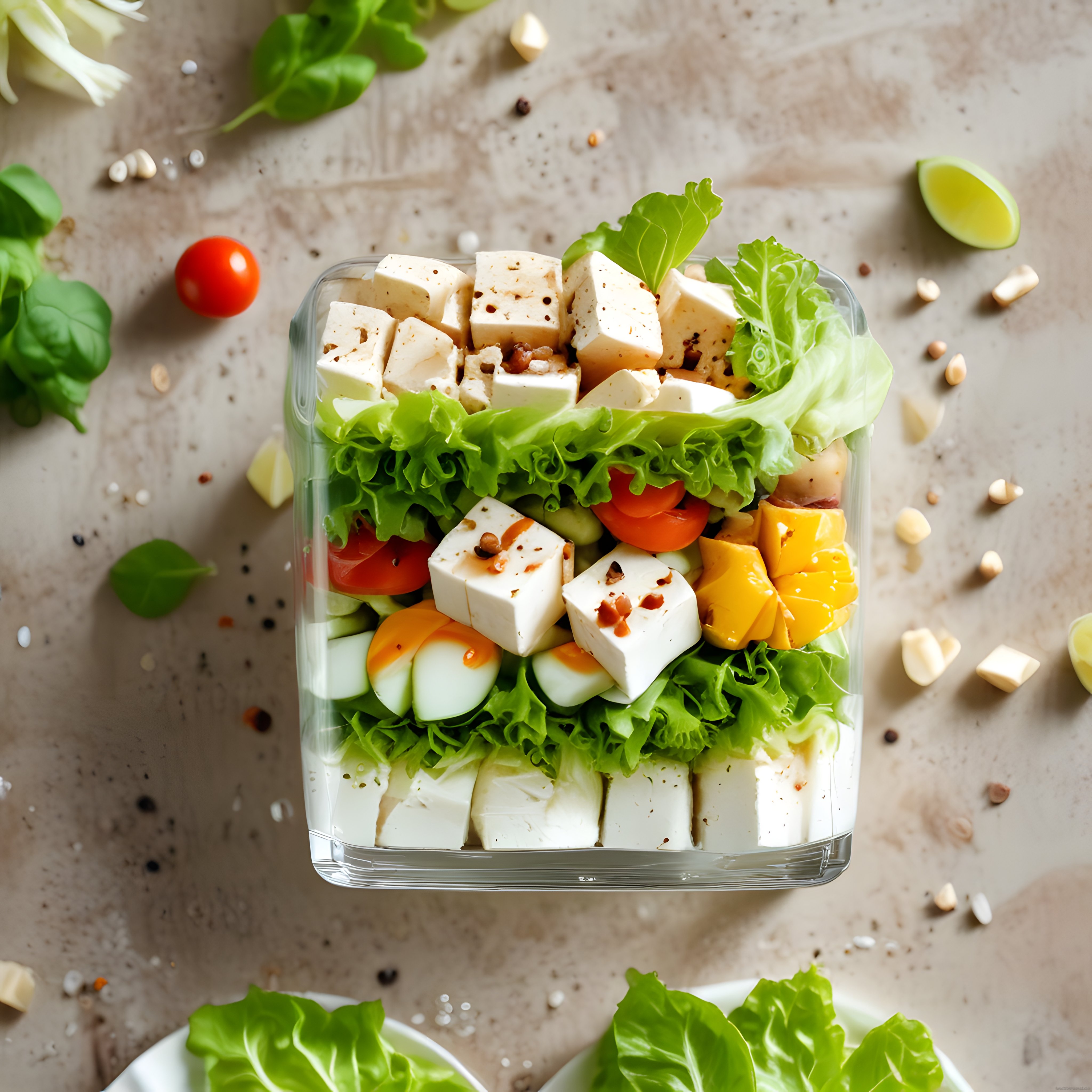 Beyaz Peynirli Katmanlı Salata Kasesi ile Besleyici ve Lezzetli Öğün