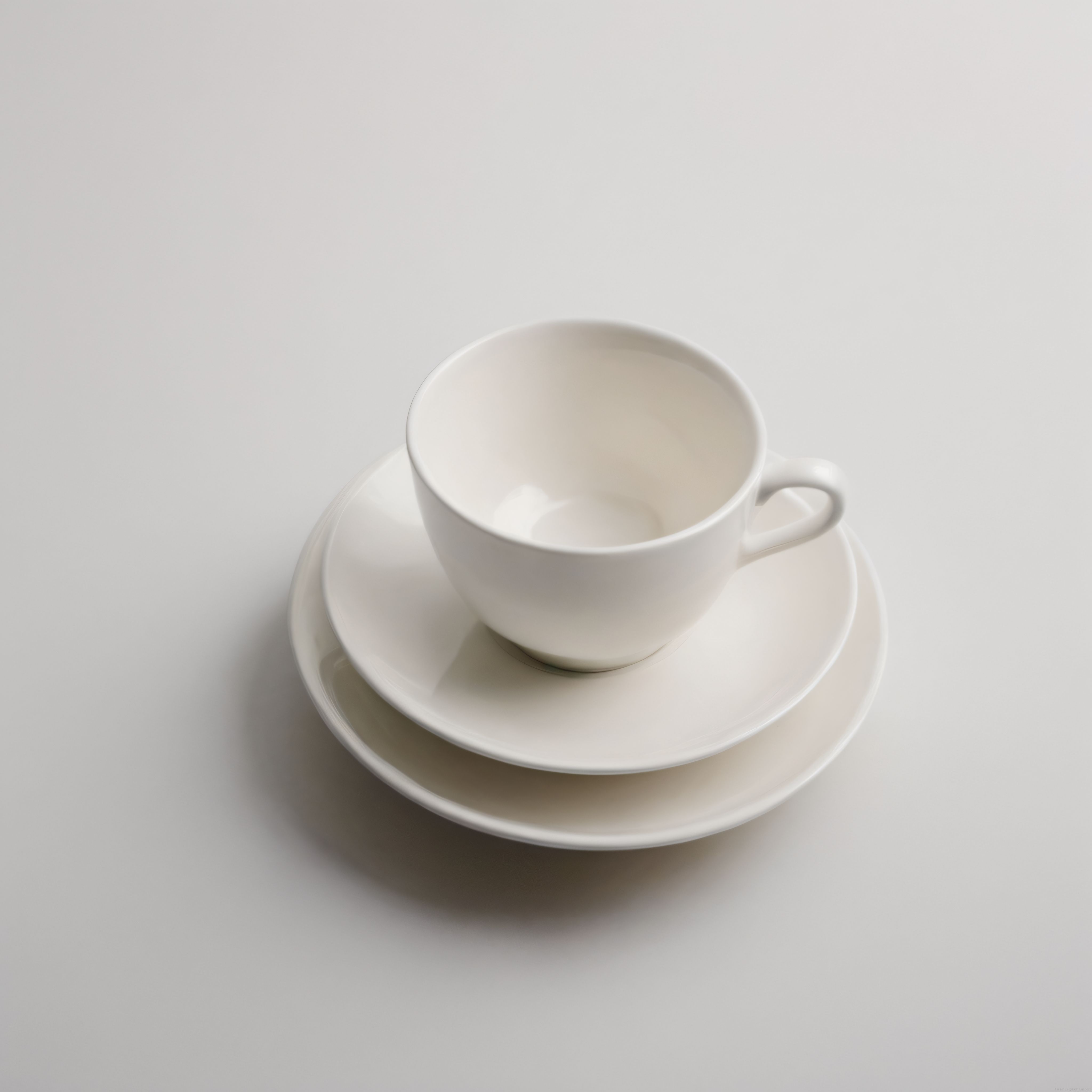 Beyaz Porselen Fincan ve Tabaklarla Minimalist Dekoratif Sunum