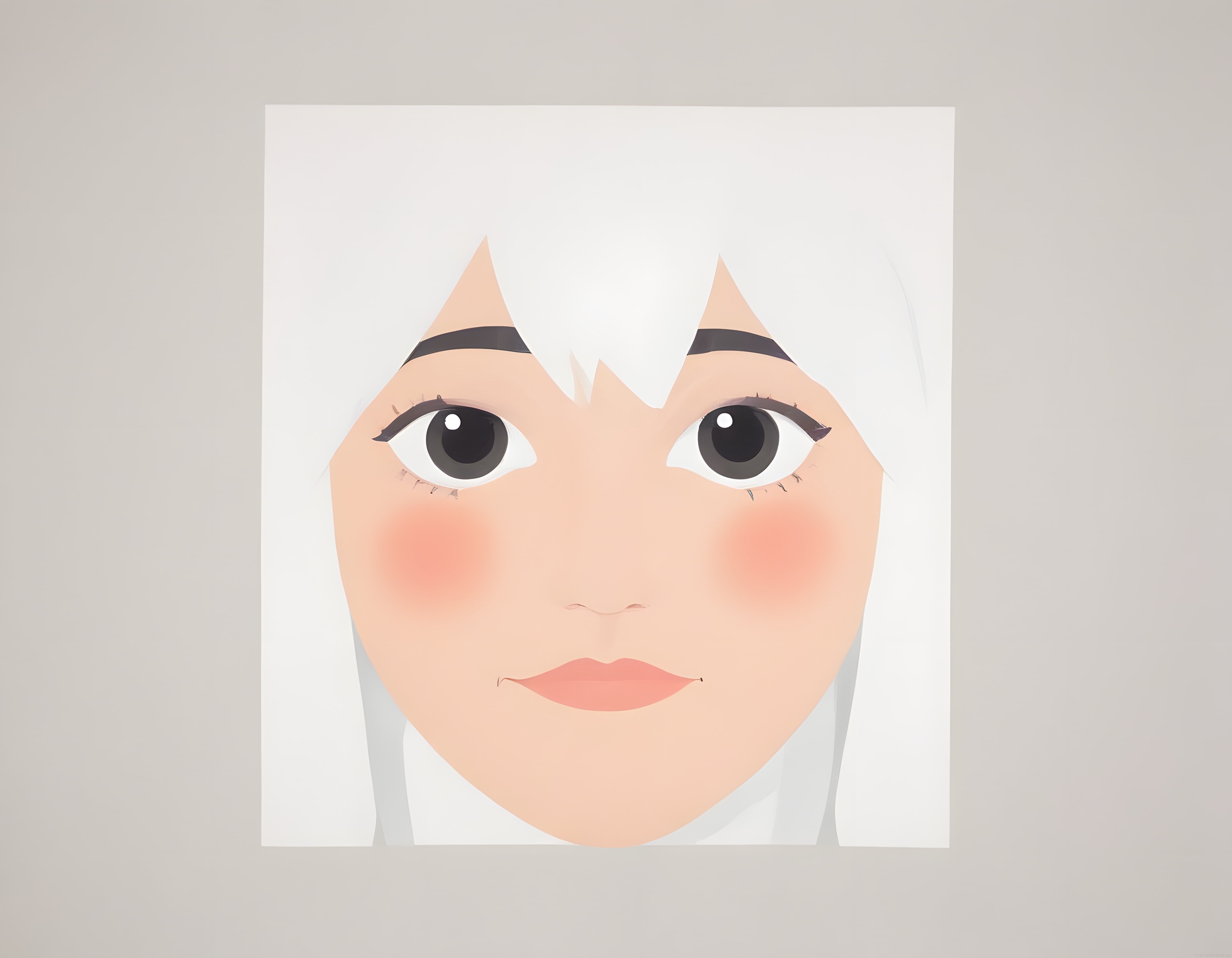 Beyaz Saçlı Anime Tarzı Dijital Karakter Portresi ve Minimal Sanat