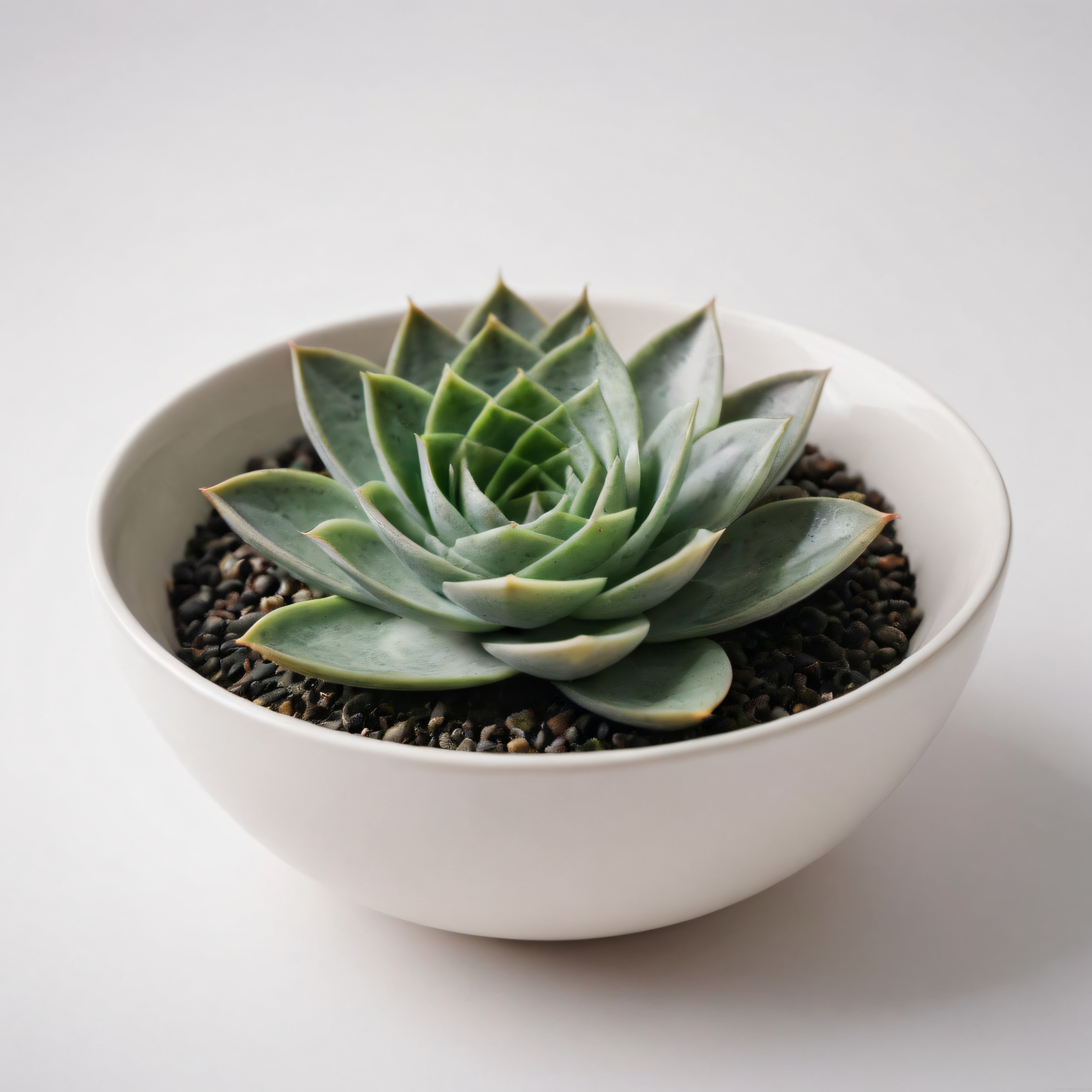 Beyaz Saksıda Büyüleyici Echeveria Sukulenti ile Minimalist Mekan Dekorasyonu