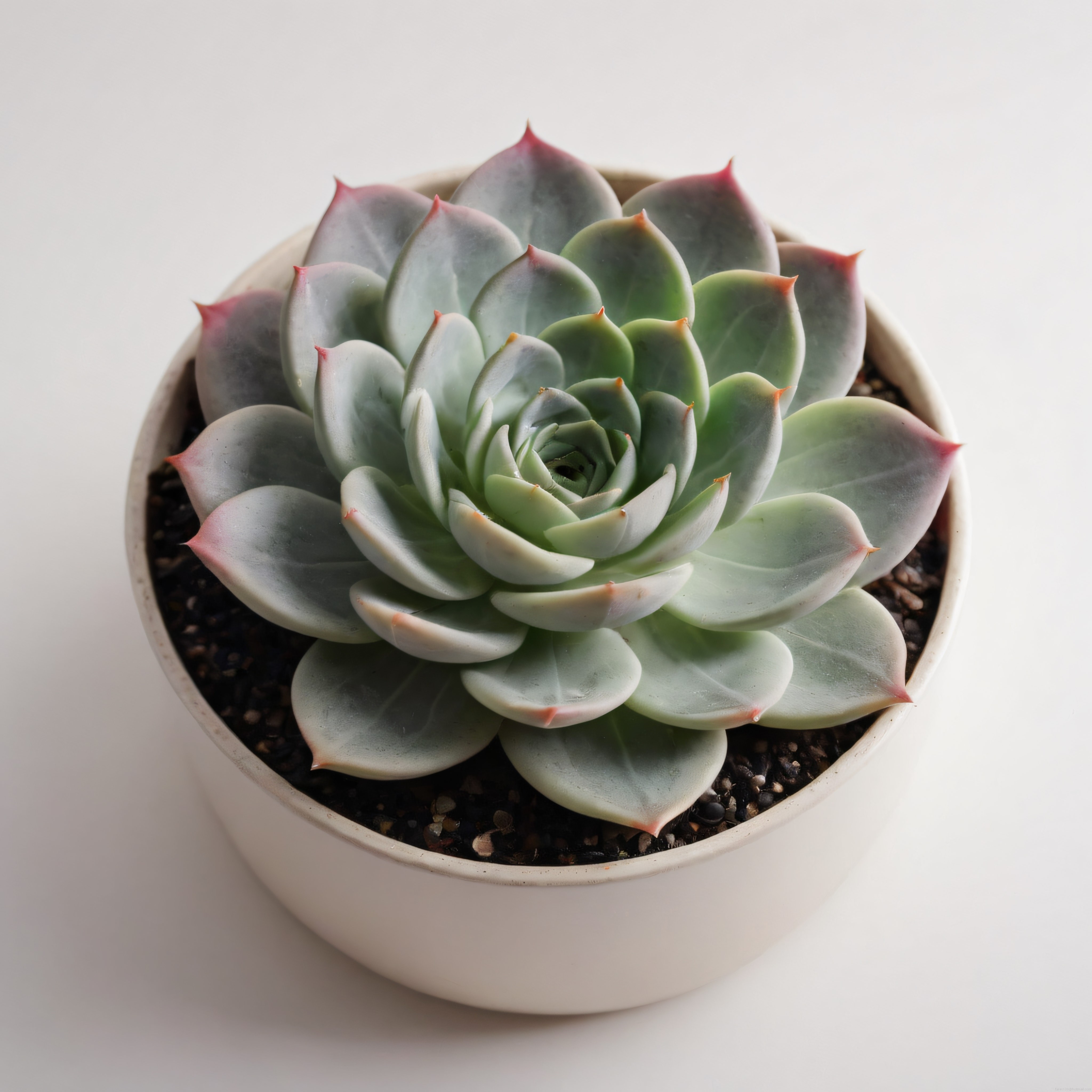 Beyaz Saksıda Echeveria Sukulent: Minimalist İç Mekan Bitkisi