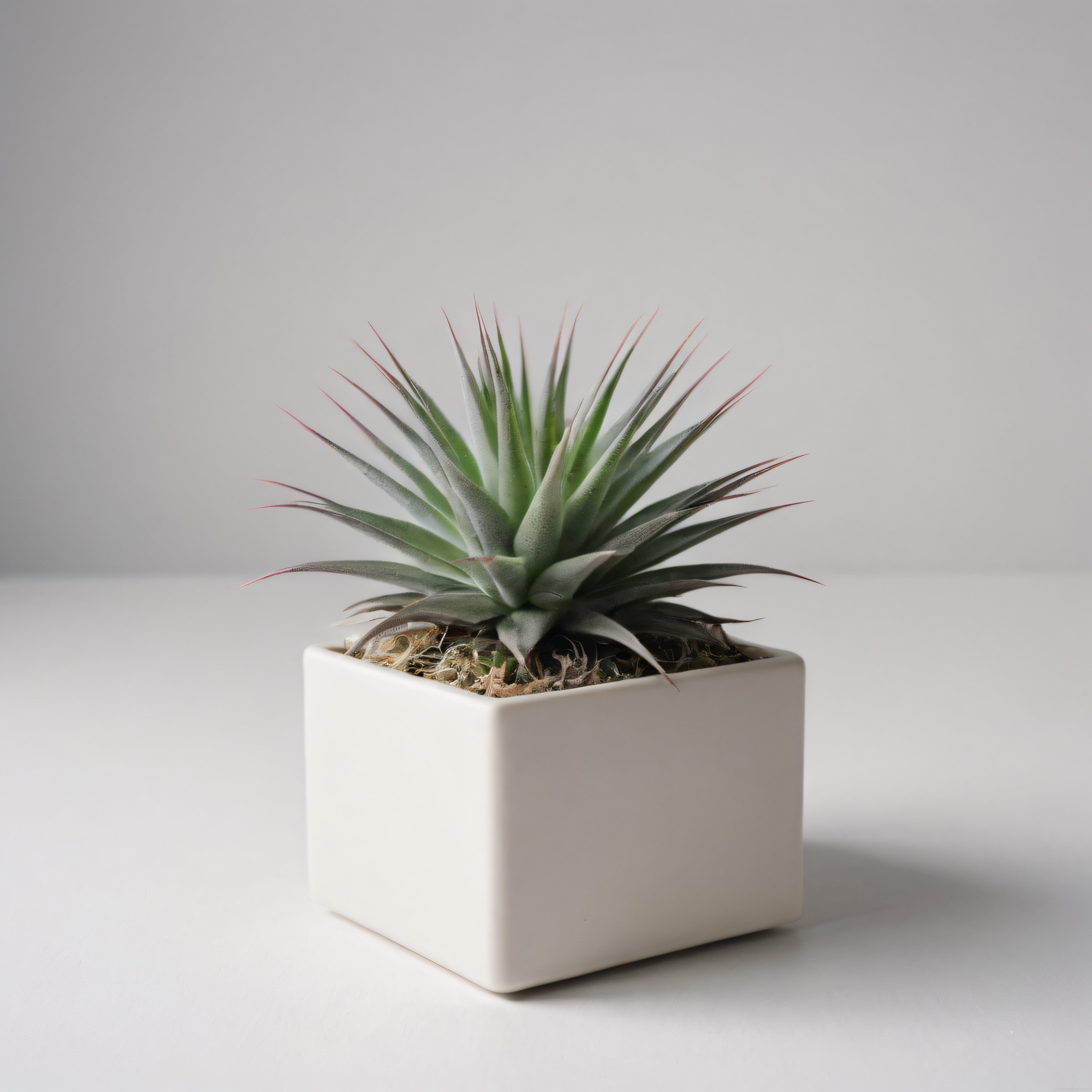 Beyaz Saksıda Minimal Haworthia Sukulent Dekoratif Bitki Stüdyo Fotoğrafı