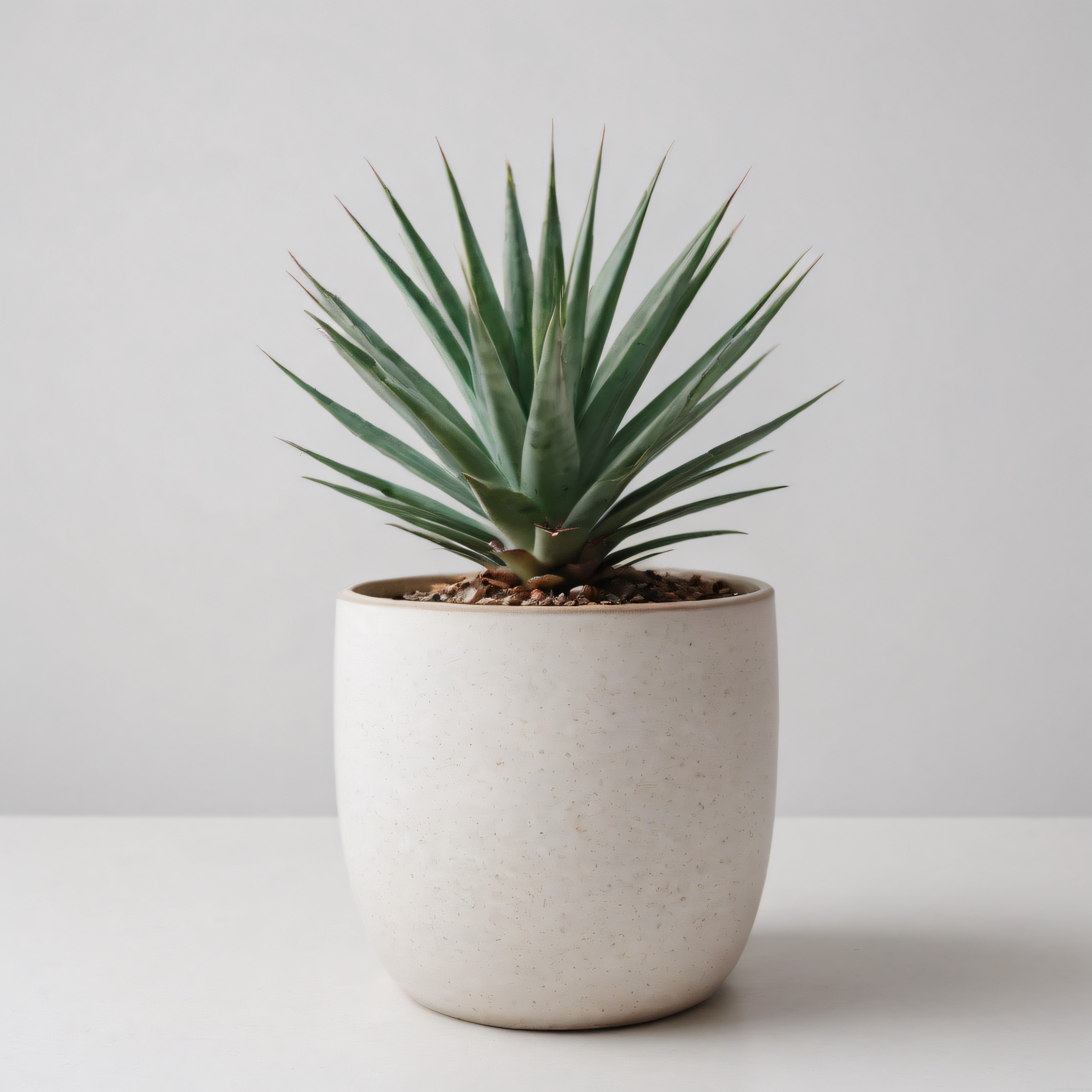 Beyaz Saksıda Tek Başına Duran Agave Bitkisi ile Minimalist Dekorasyon