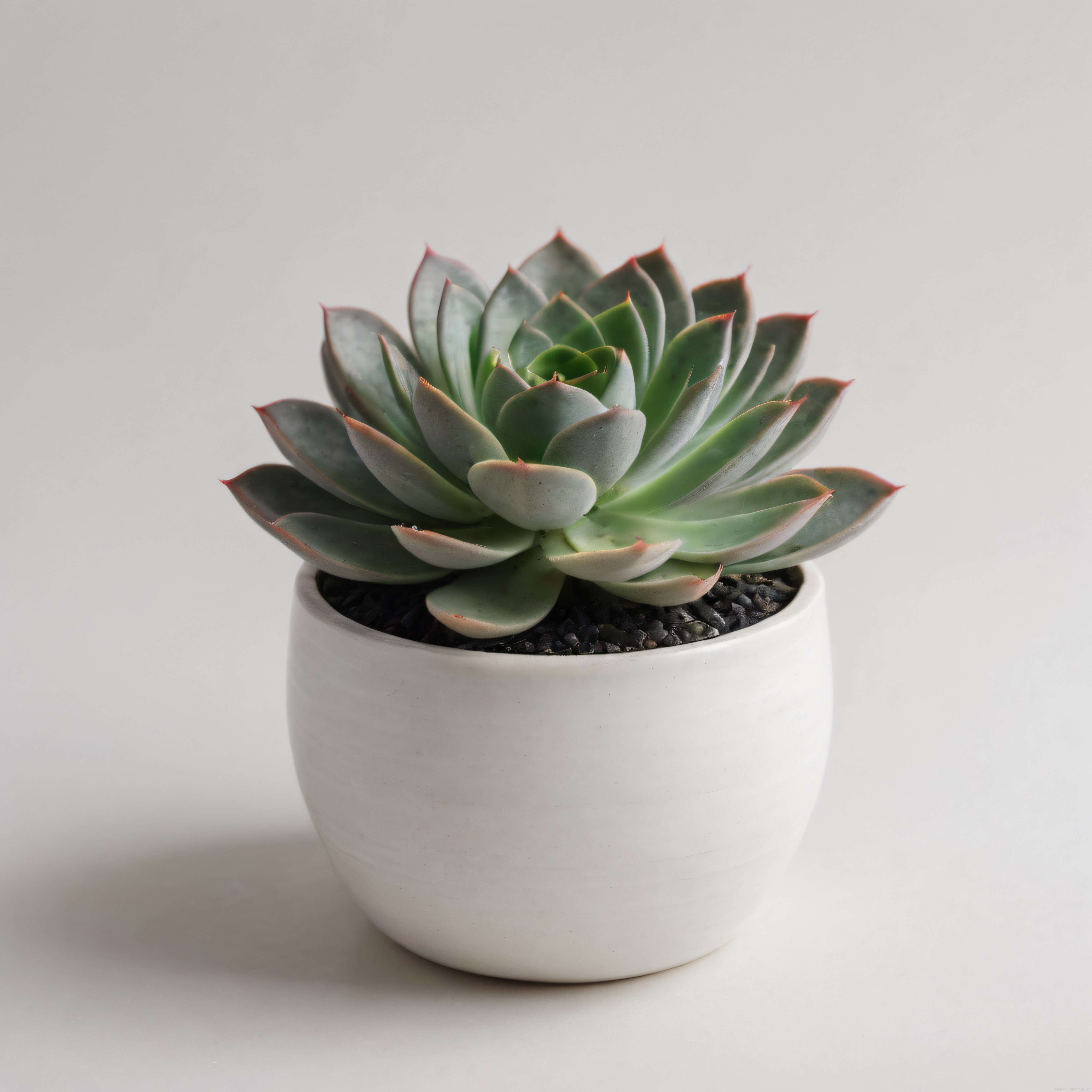 Beyaz Seramik Saksıda Echeveria Sukulent: Minimal Ev Dekorasyonu ve Bahçecilik