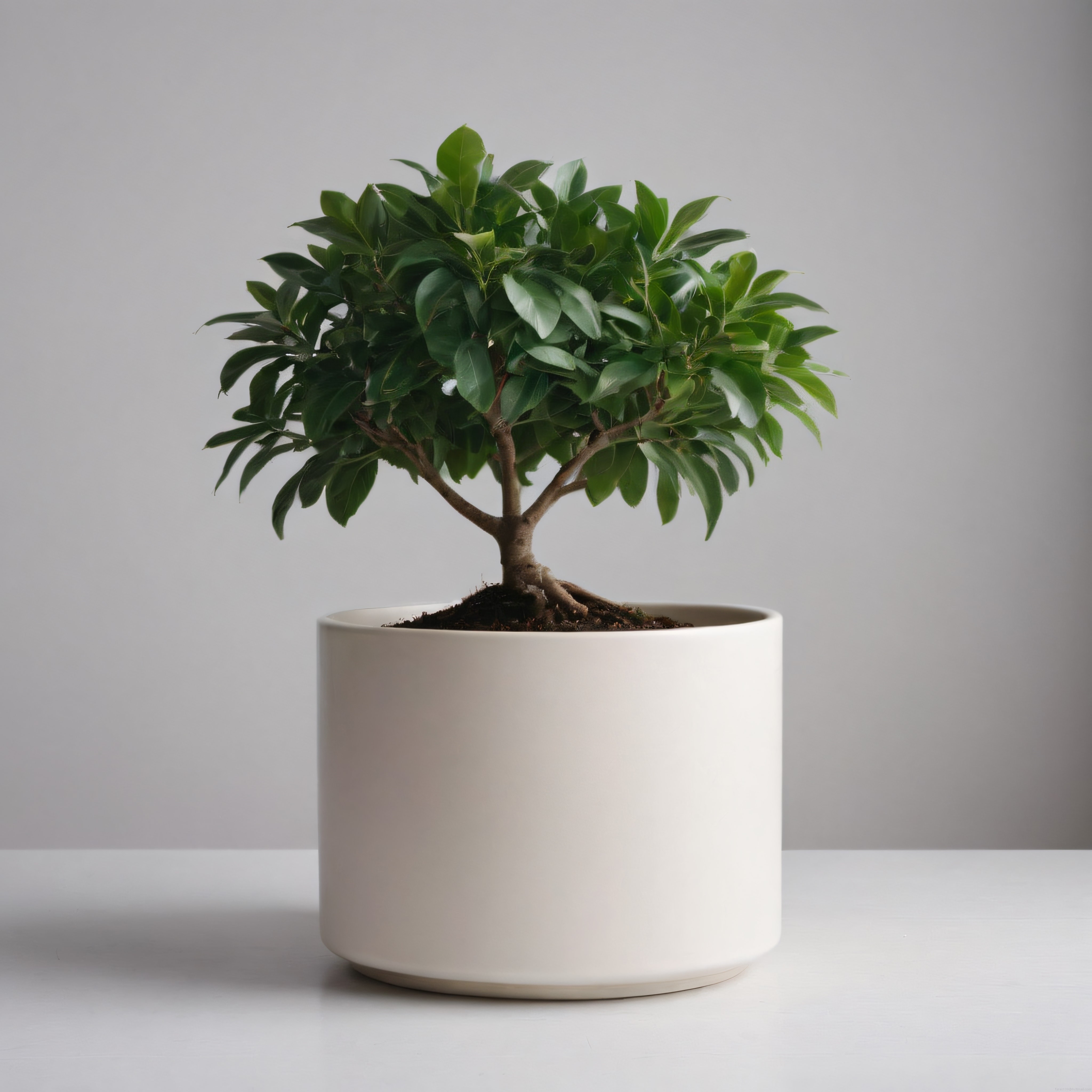 Beyaz Seramik Saksıda Minimalist Bonsai Ağacı Dekorasyon Fotoğrafı