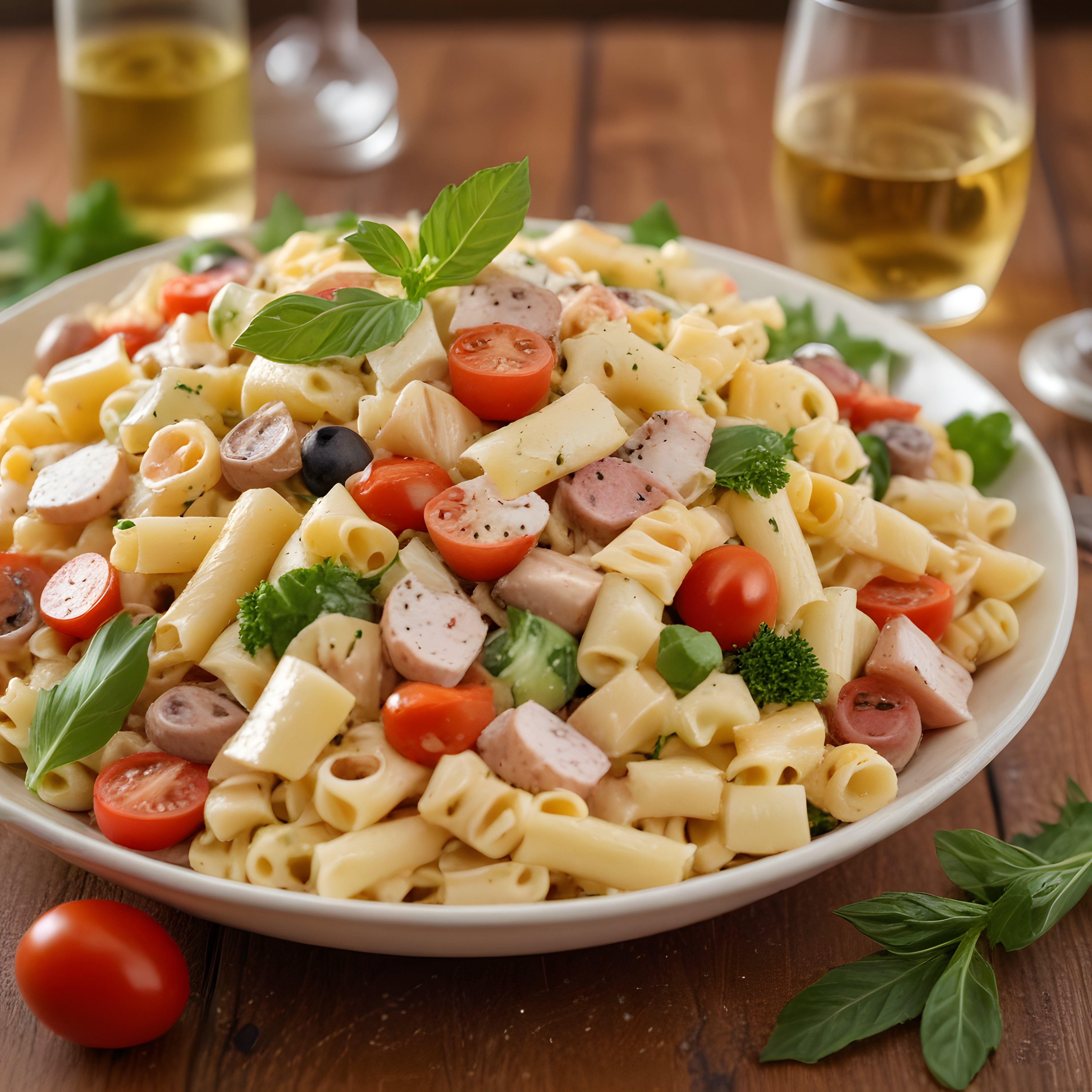 Beyaz Soslu Makarna Salatası: Sosisli Peynirli Yaz Akşamüstü Lezzeti