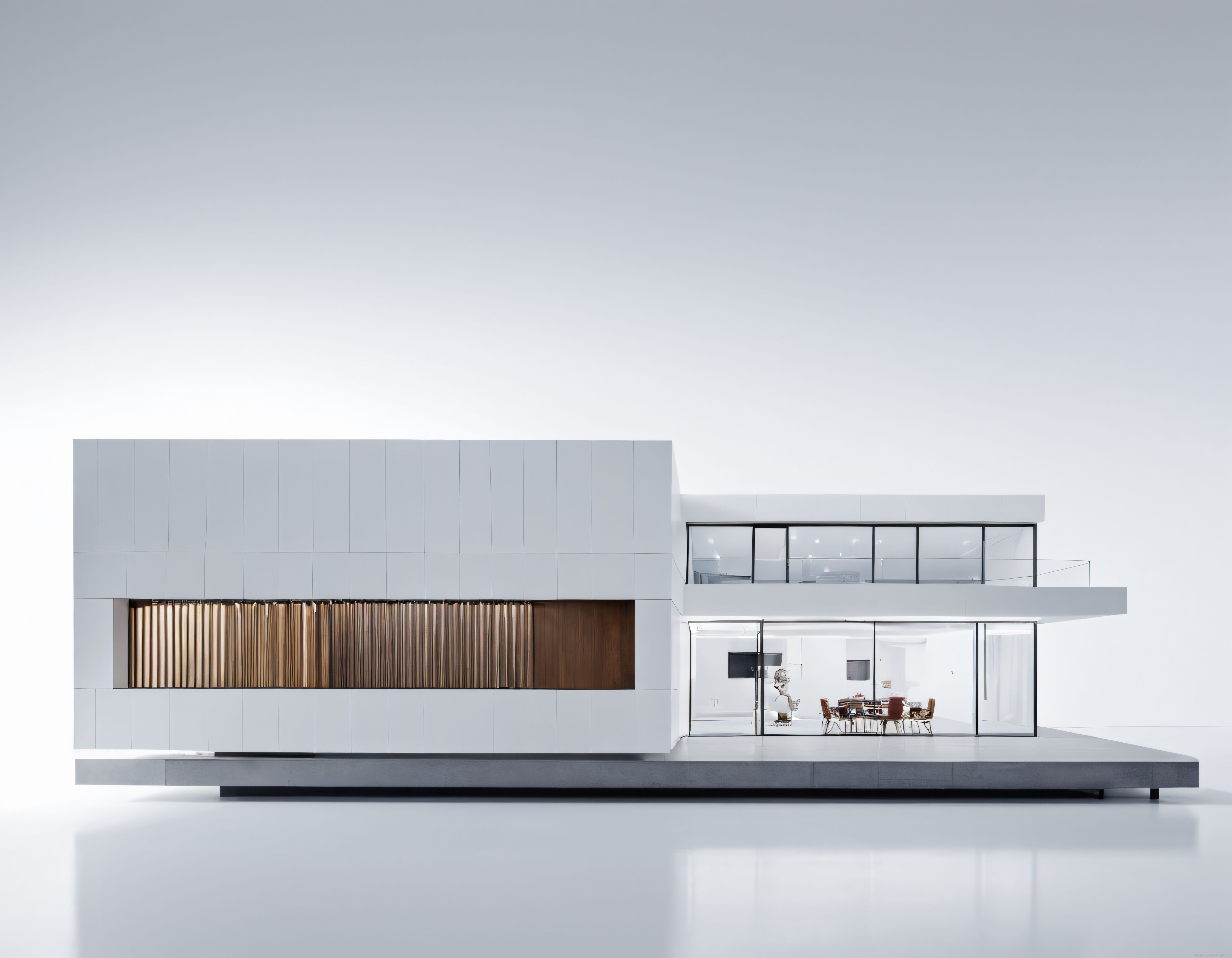 Beyaz Stüdyoda Minimalist Modern Villa Tasarımı ve Cam Cephe Detayları
