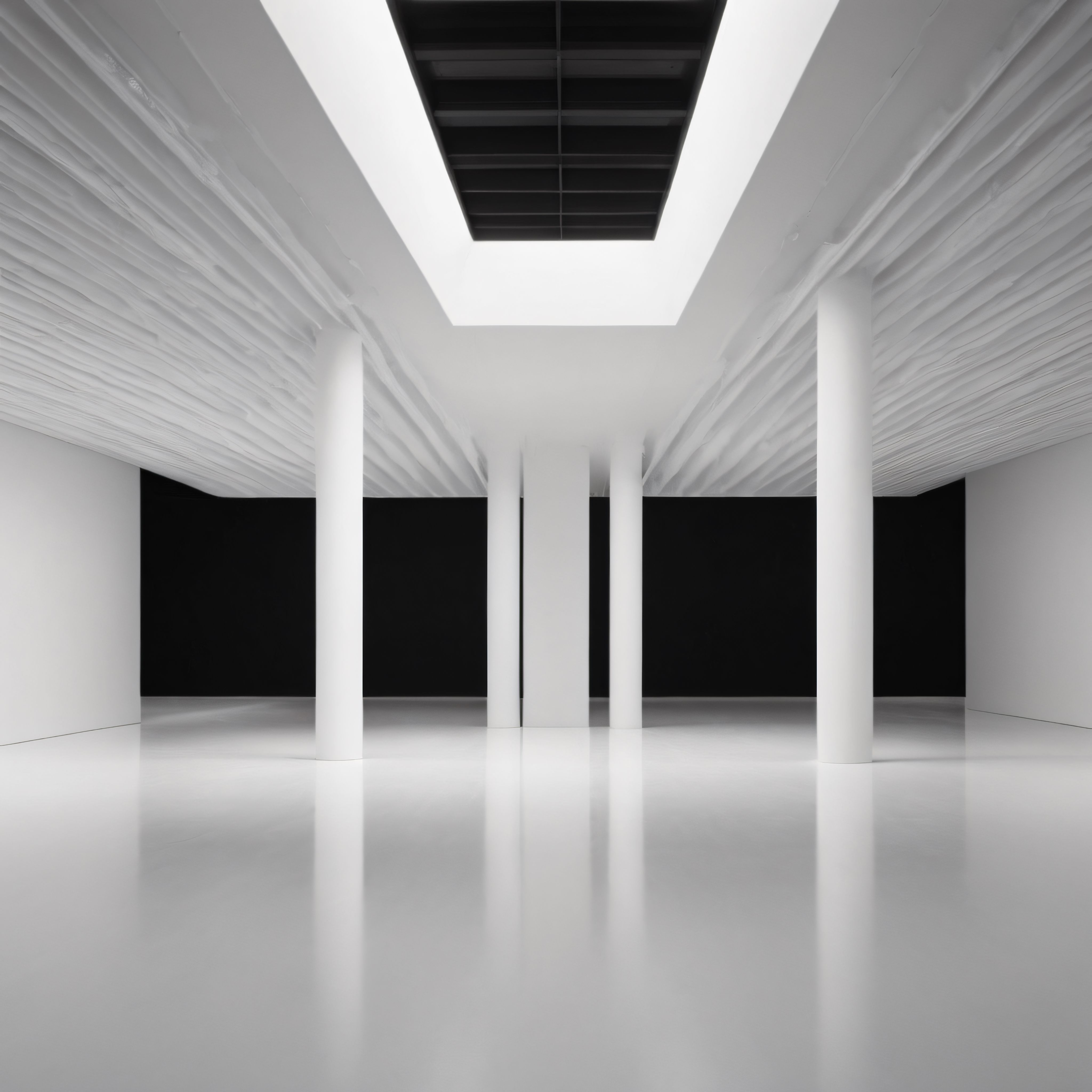 Beyaz Sütunları ve Yansımalı Zeminiyle Minimalist Modern İç Mimari