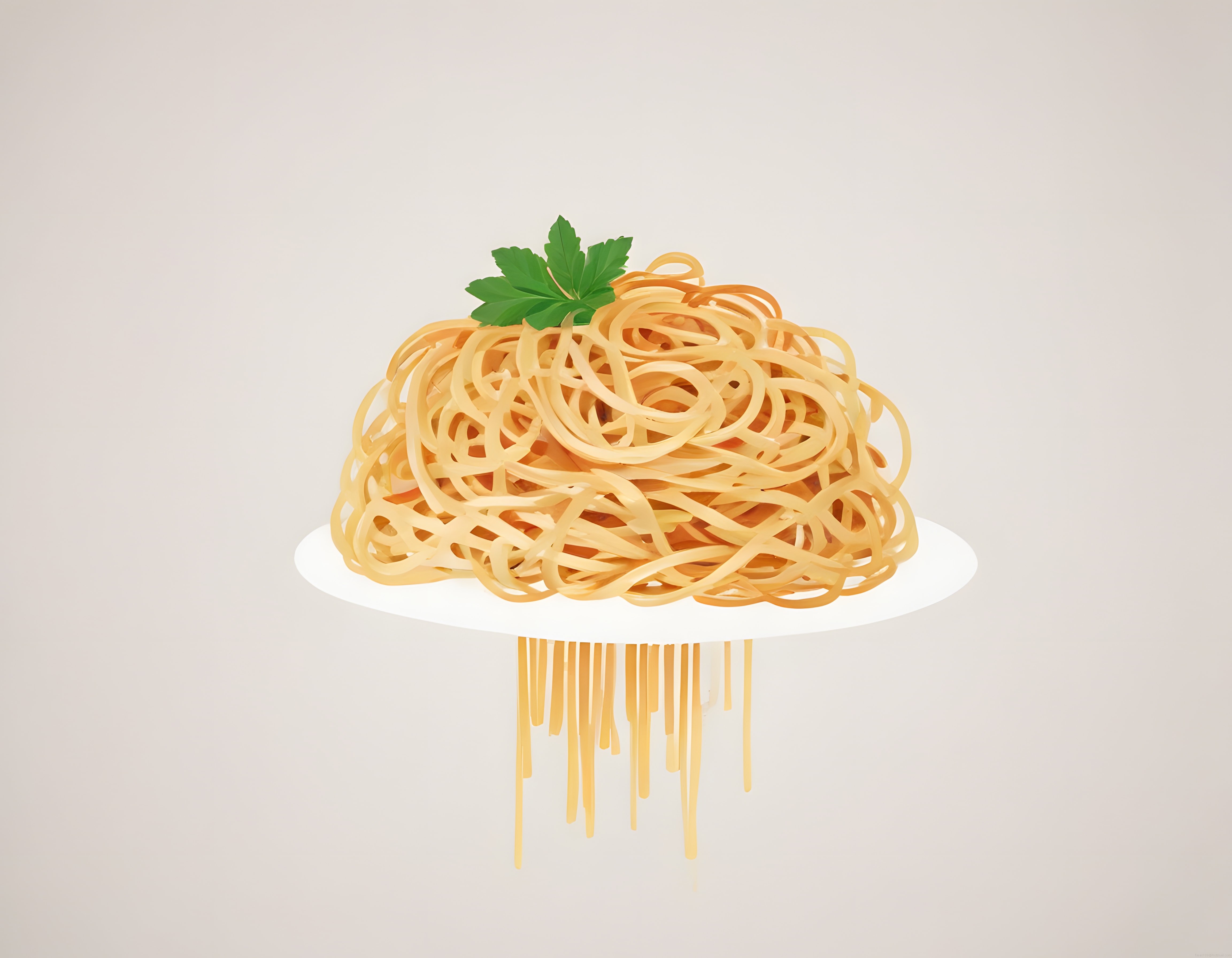 Beyaz Tabakta Maydanoz Yapraklarıyla Süslenmiş Klasik İtalyan Spagetti