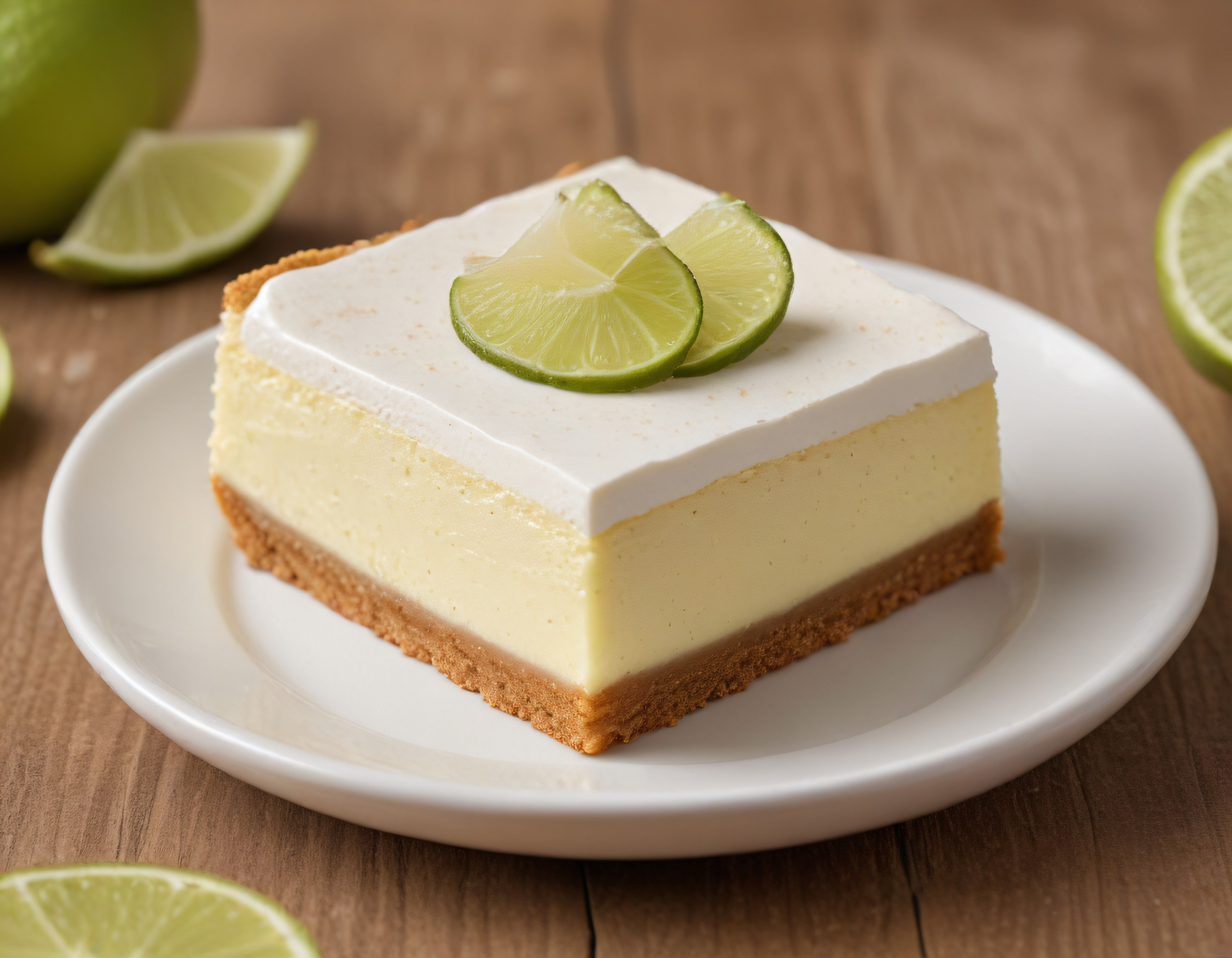 Beyaz Tabakta Taze Limonlu Cheesecake Dilimi ve Kremalı Üst Katman