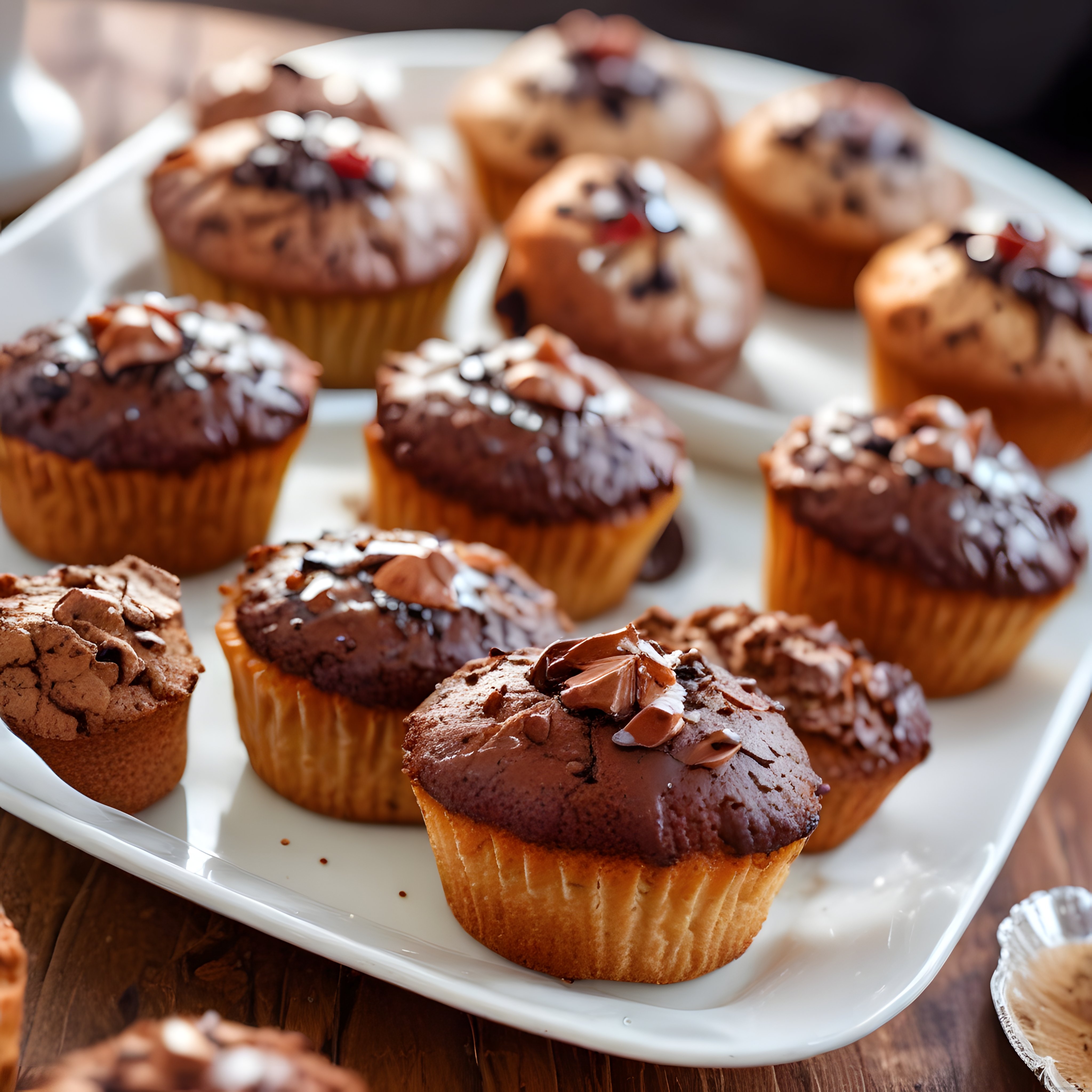 Beyaz Tepside Çikolatalı Kaplama ve Parça Süslenmiş Taze Muffin Çeşitleri