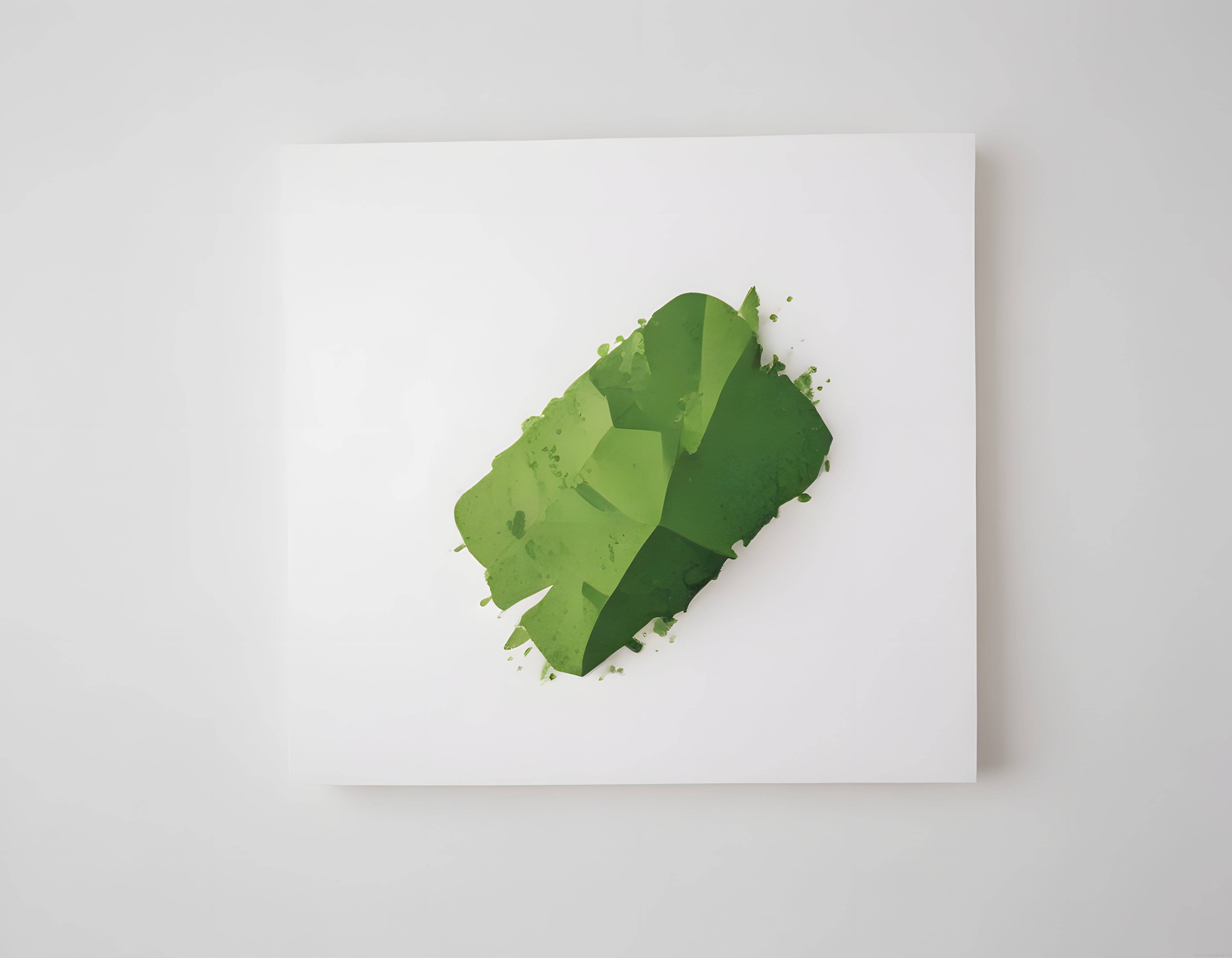 Beyaz Tuvalde Yeşil Suluboya: Minimalist Soyut Sanat Eseri ve Modern Dekorasyon