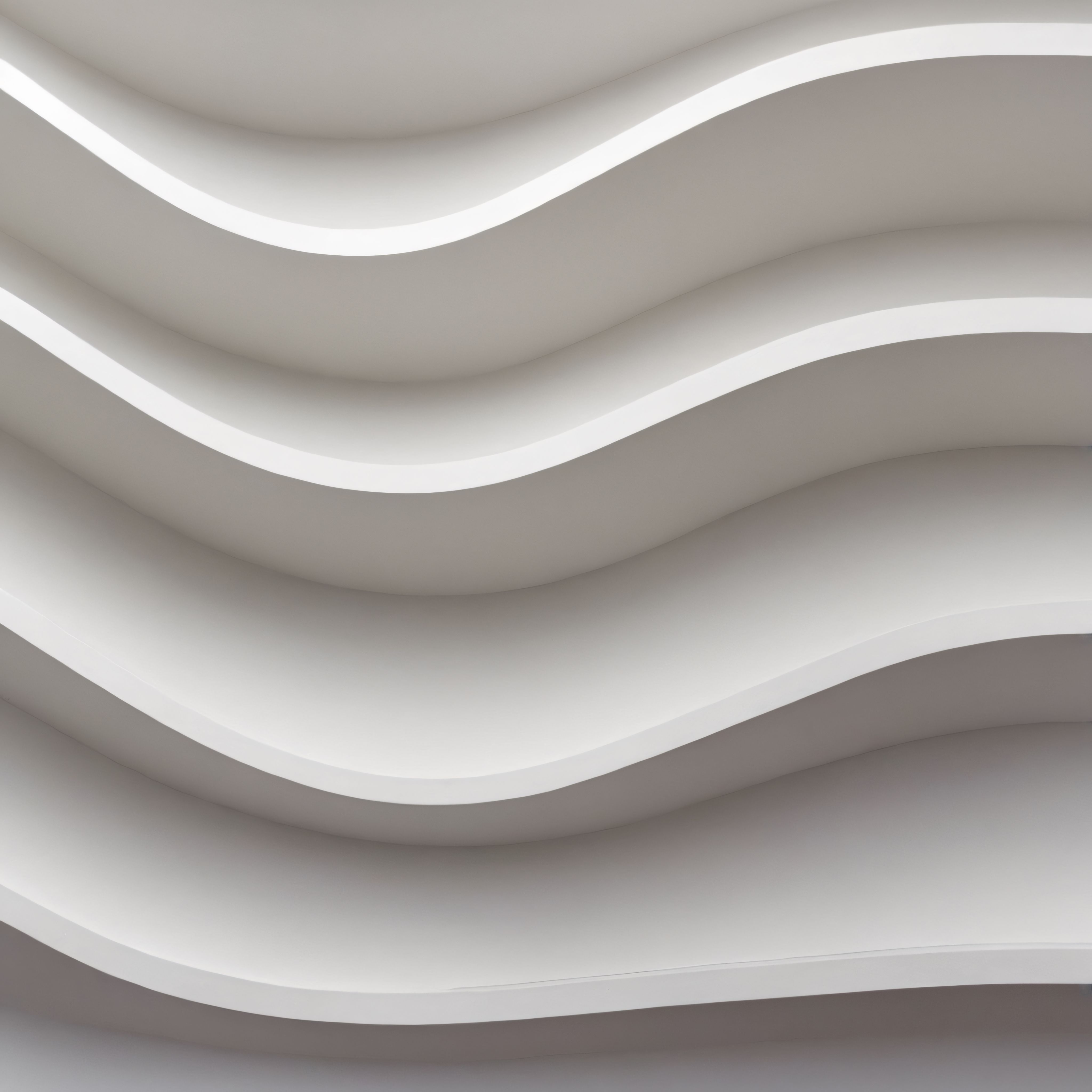 Beyaz ve Gri Tonlarında Dalgalı Katmanlarla Modern Mimari Arka Plan Tasarımı