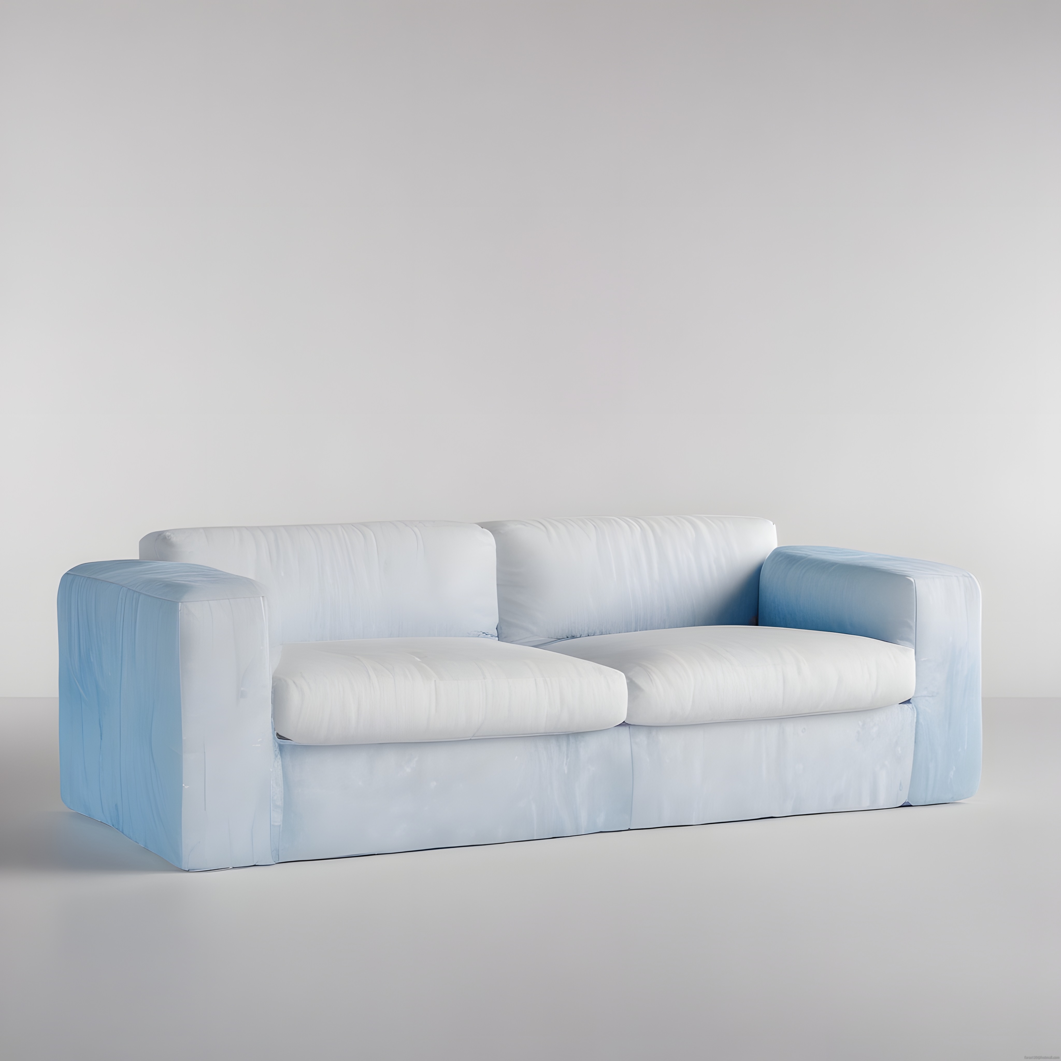 Beyaz ve Mavi Tonlarında Modern İkili Koltuk ile Minimal Salon Dekorasyonu