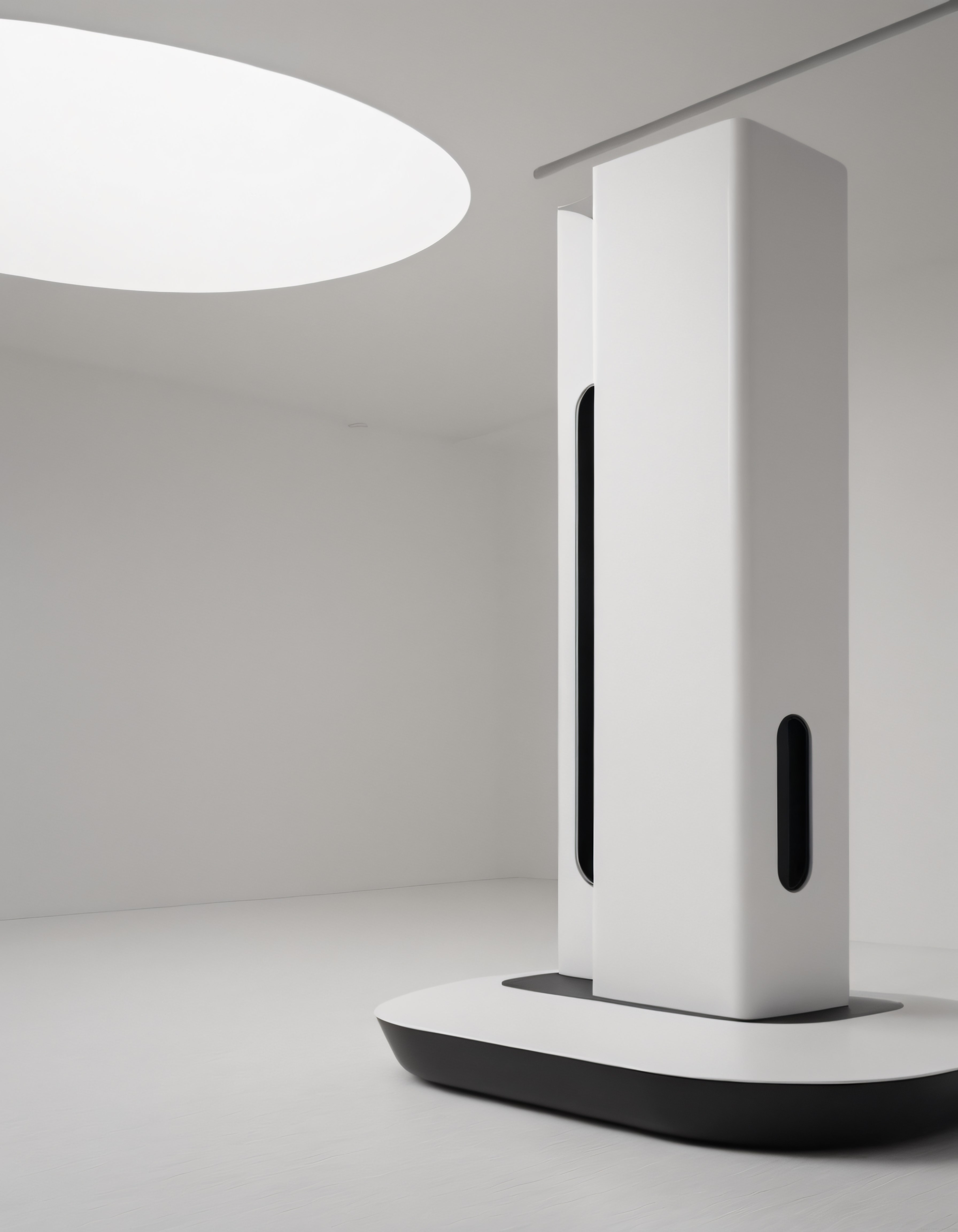 Beyaz ve Siyah Kontrastlı Minimalist Geleceğe Dönük İç Mimari ve Tasarım Cihazı