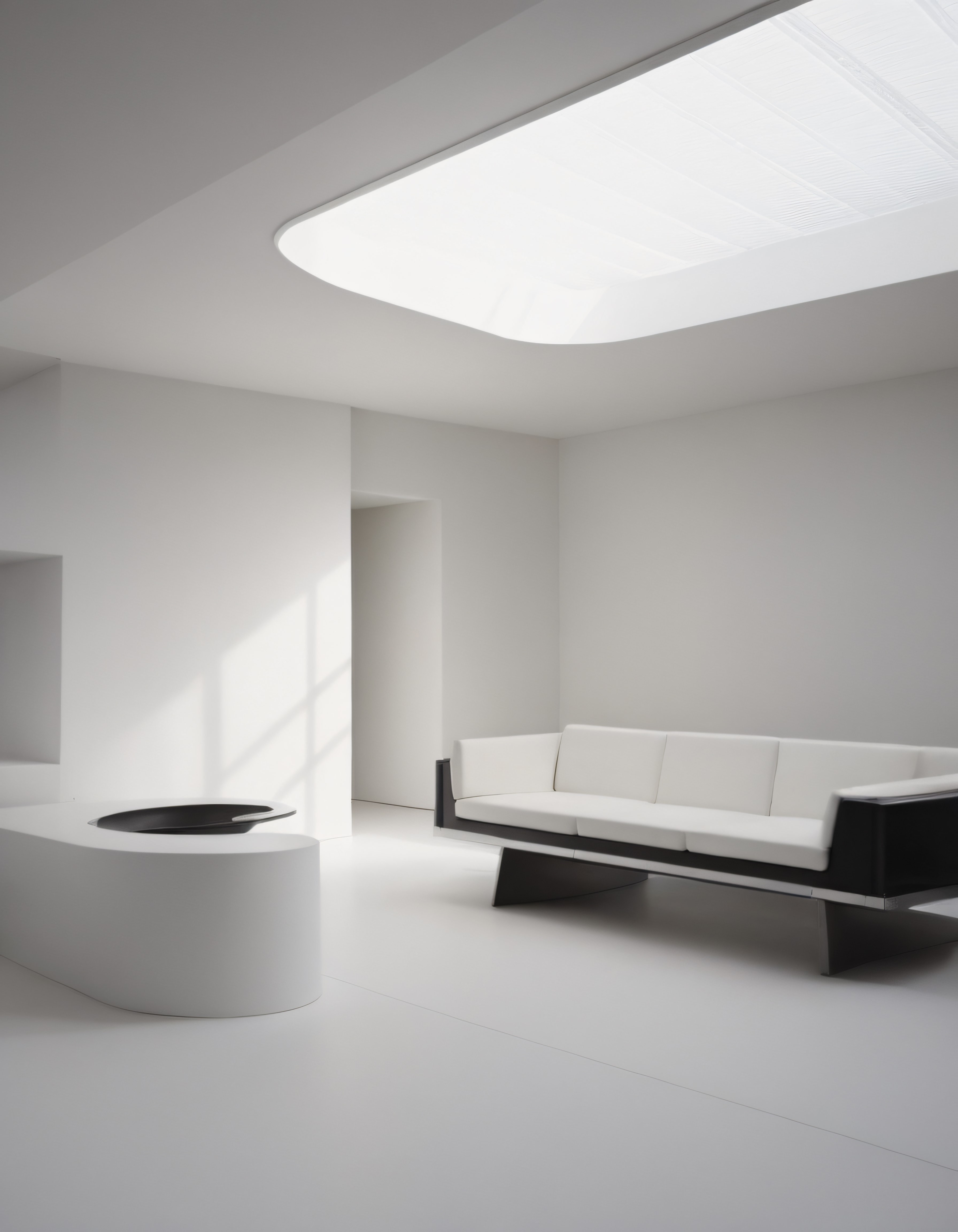 Beyaz ve Siyahın Uyumuyla Tasarlanmış Minimalist Modern Salon