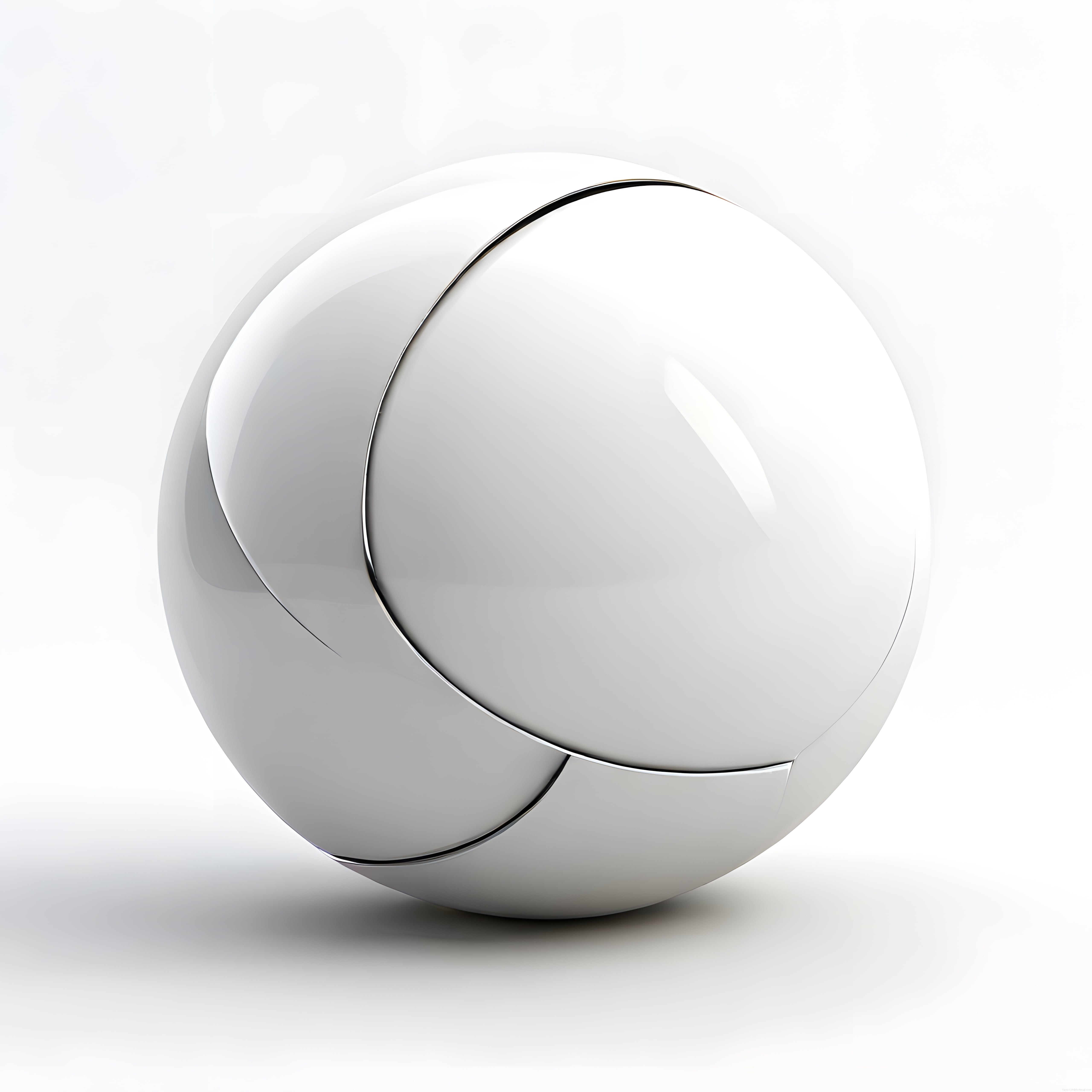 Beyaz zemin üzerinde gümüş detaylı modern minimal 3D küre tasarımı