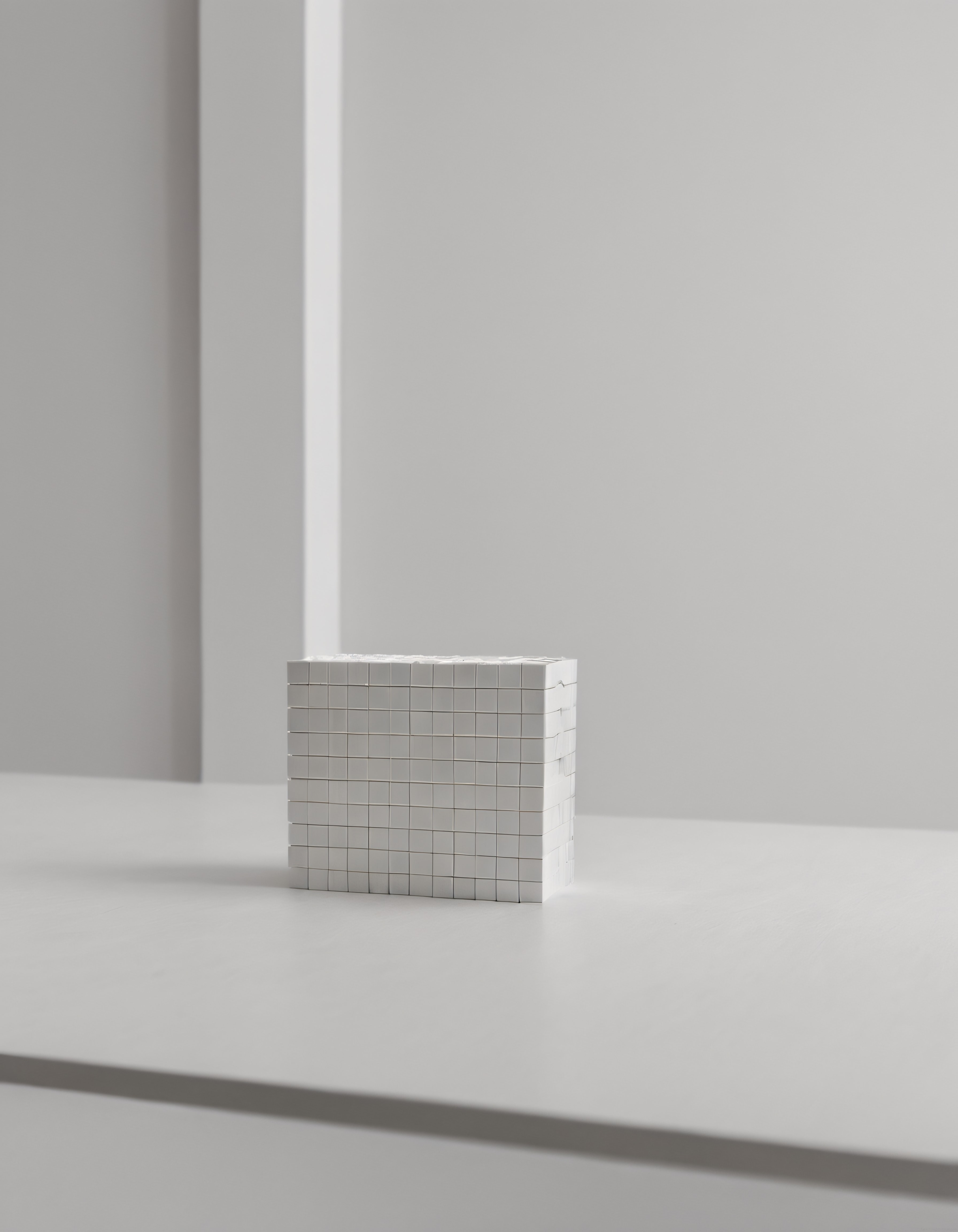 Beyaz Zemin Üzerinde Küçük Küplerden Oluşan Soyut Minimalist 3D Tasarım