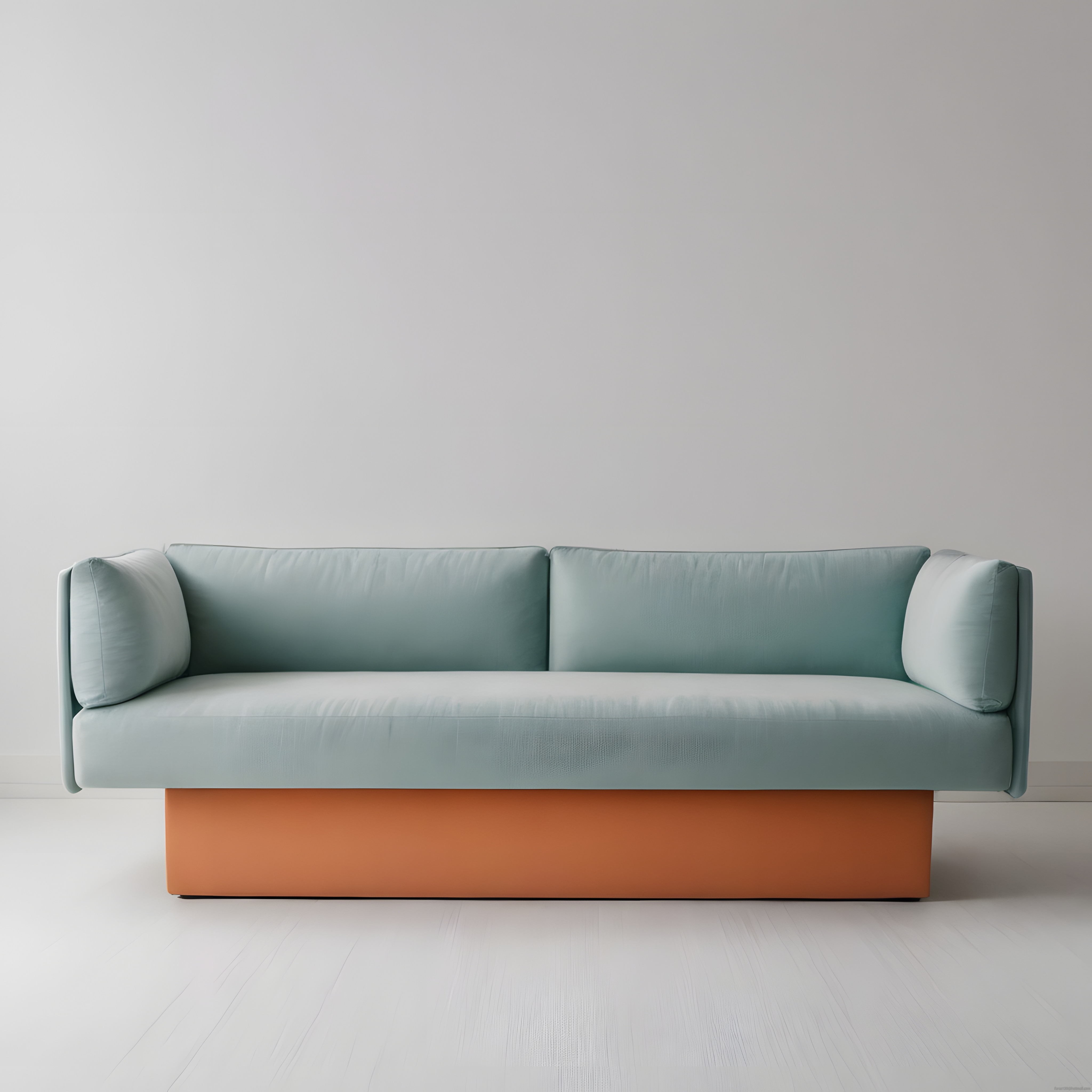 Beyaz Zemin Üzerinde Turuncu Tabanlı Modern Mavi Minimalist Koltuk Tasarımı