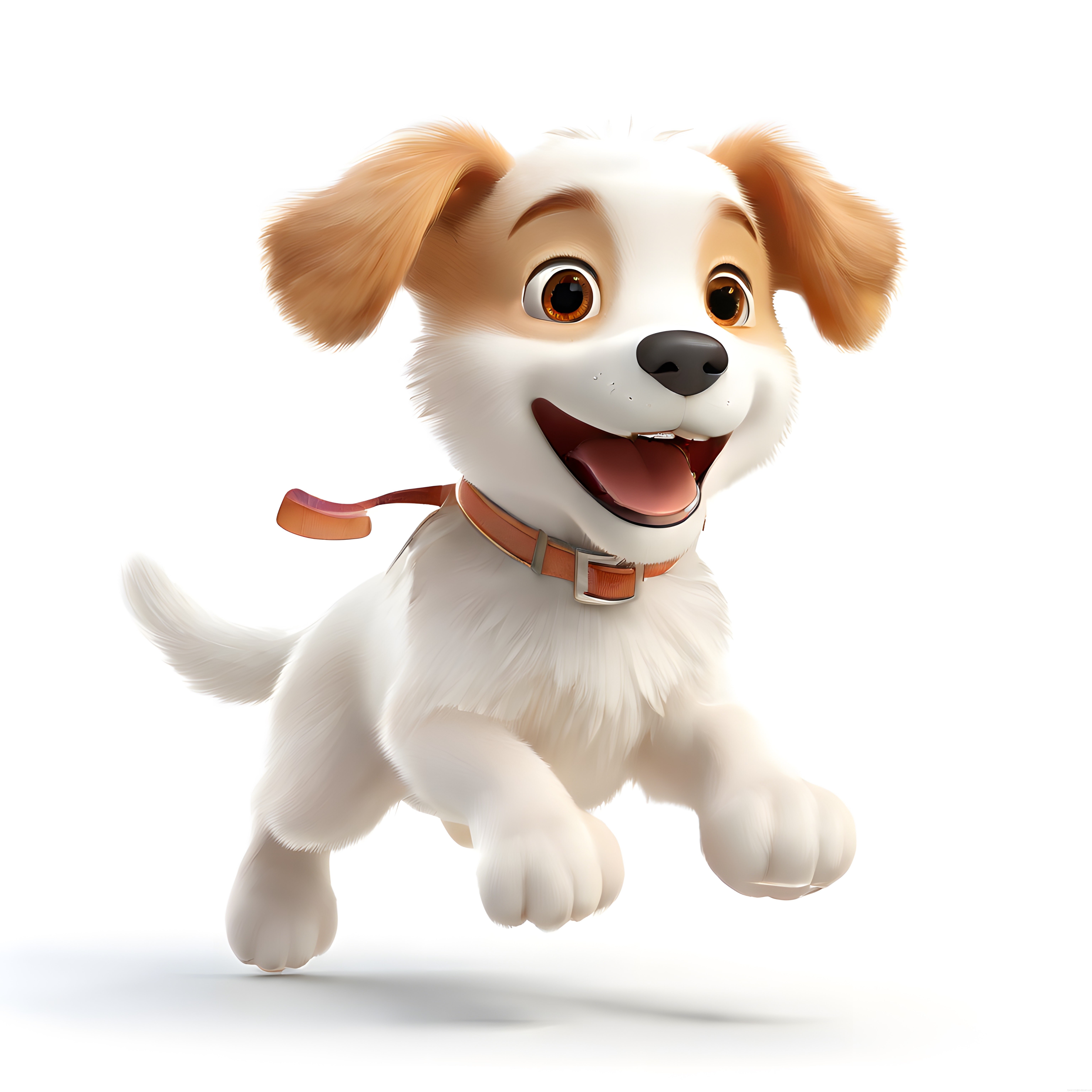 Beyaz Zemin Üzerinde Zıplayan Sevimli 3D Animasyon Köpek Yavrusu