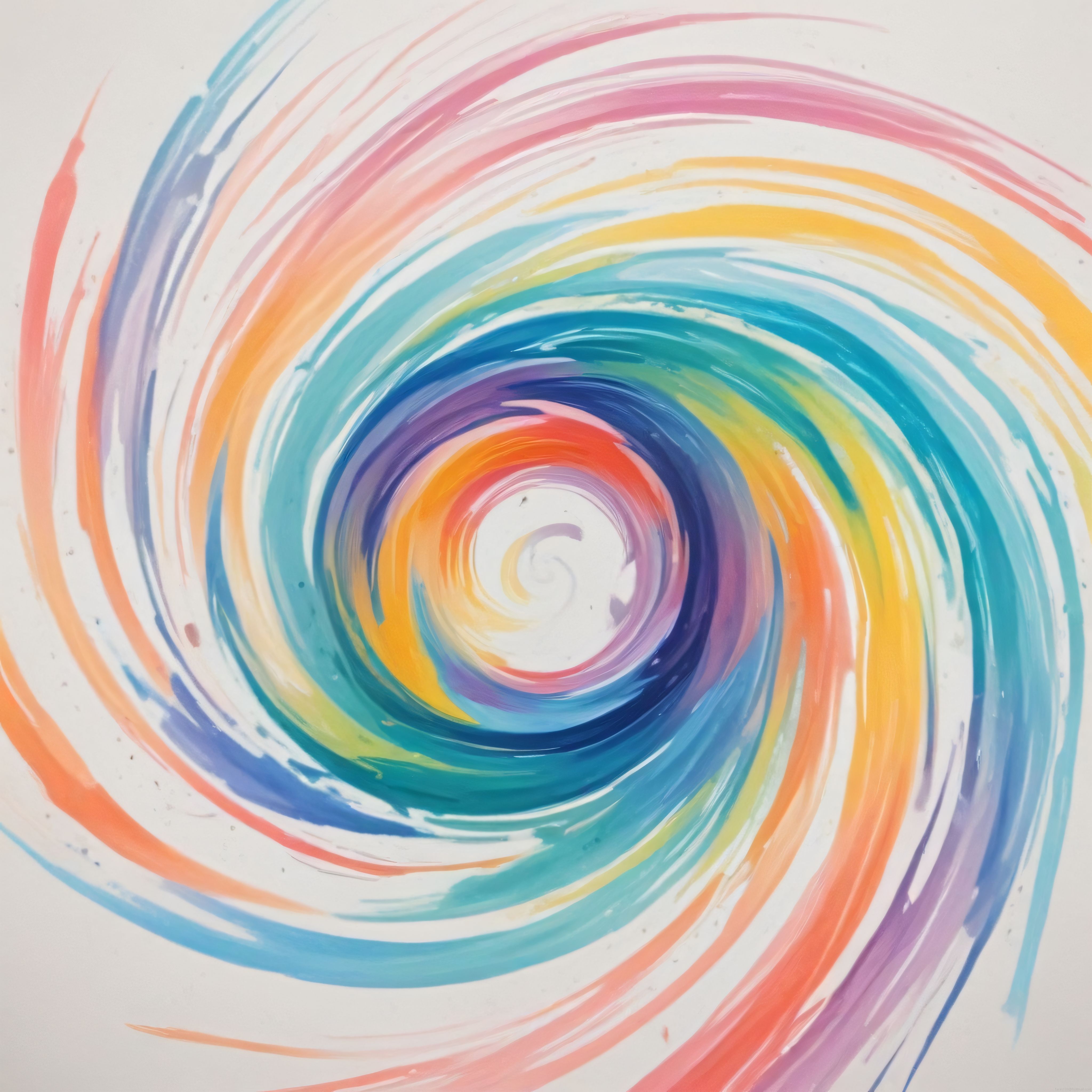Beyaz Zemin Üzerine Pastel ve Canlı Renklerle Örülmüş Soyut Spiral Desen