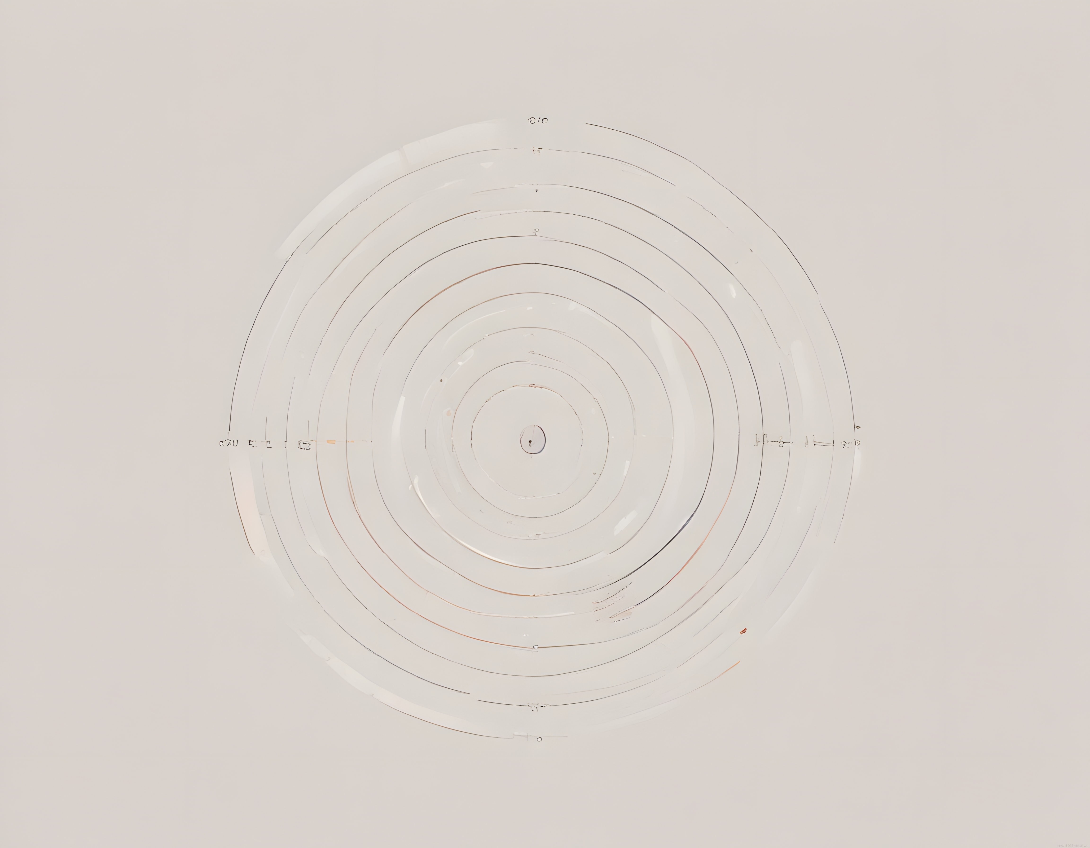 beyaz zeminde hedefe benzeyen dairesel çizgilerle minimalist soyut sanat eseri