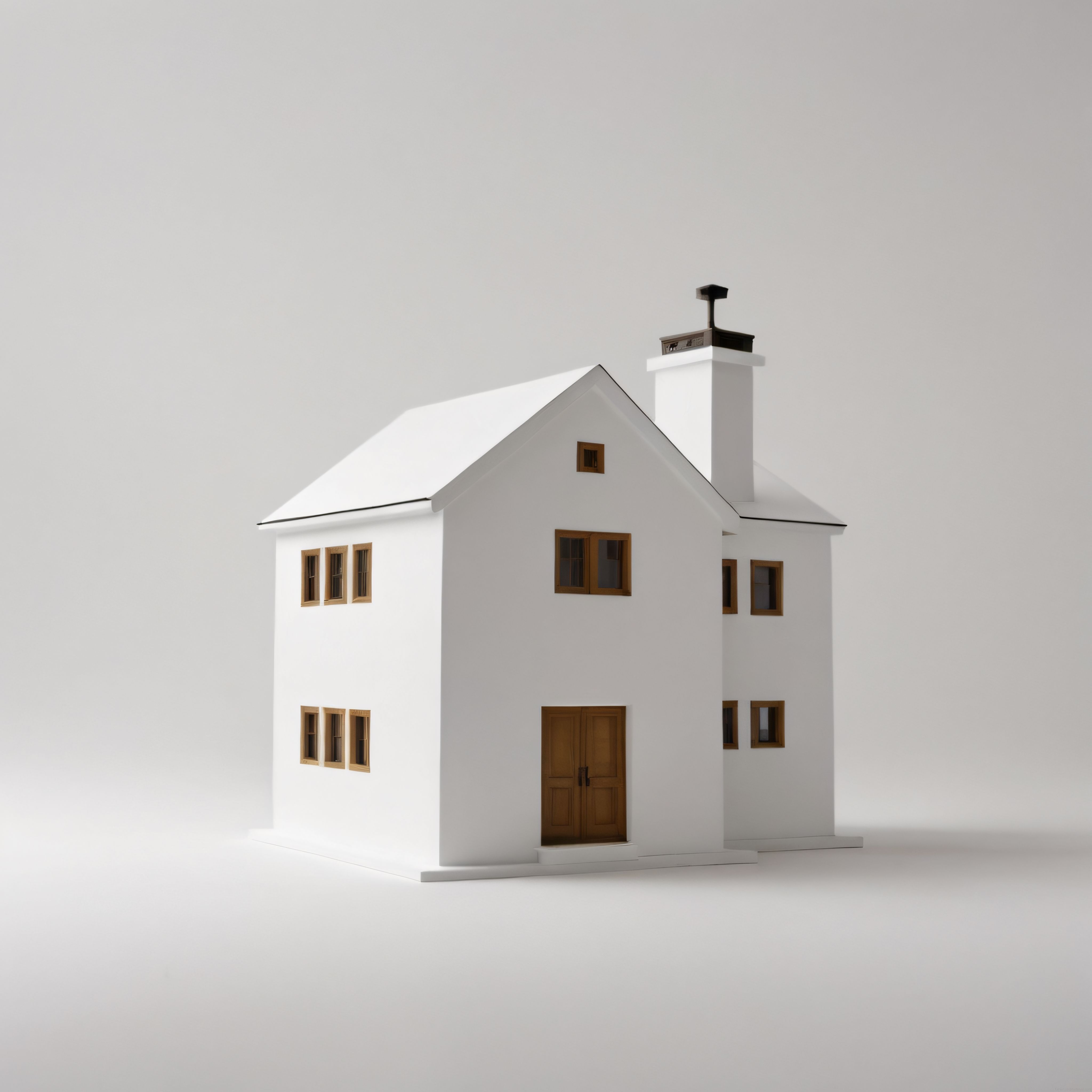 Beyaz Zeminde Minimalist Beyaz Ev Modeli: Ahşap Detaylı Modern Mimari