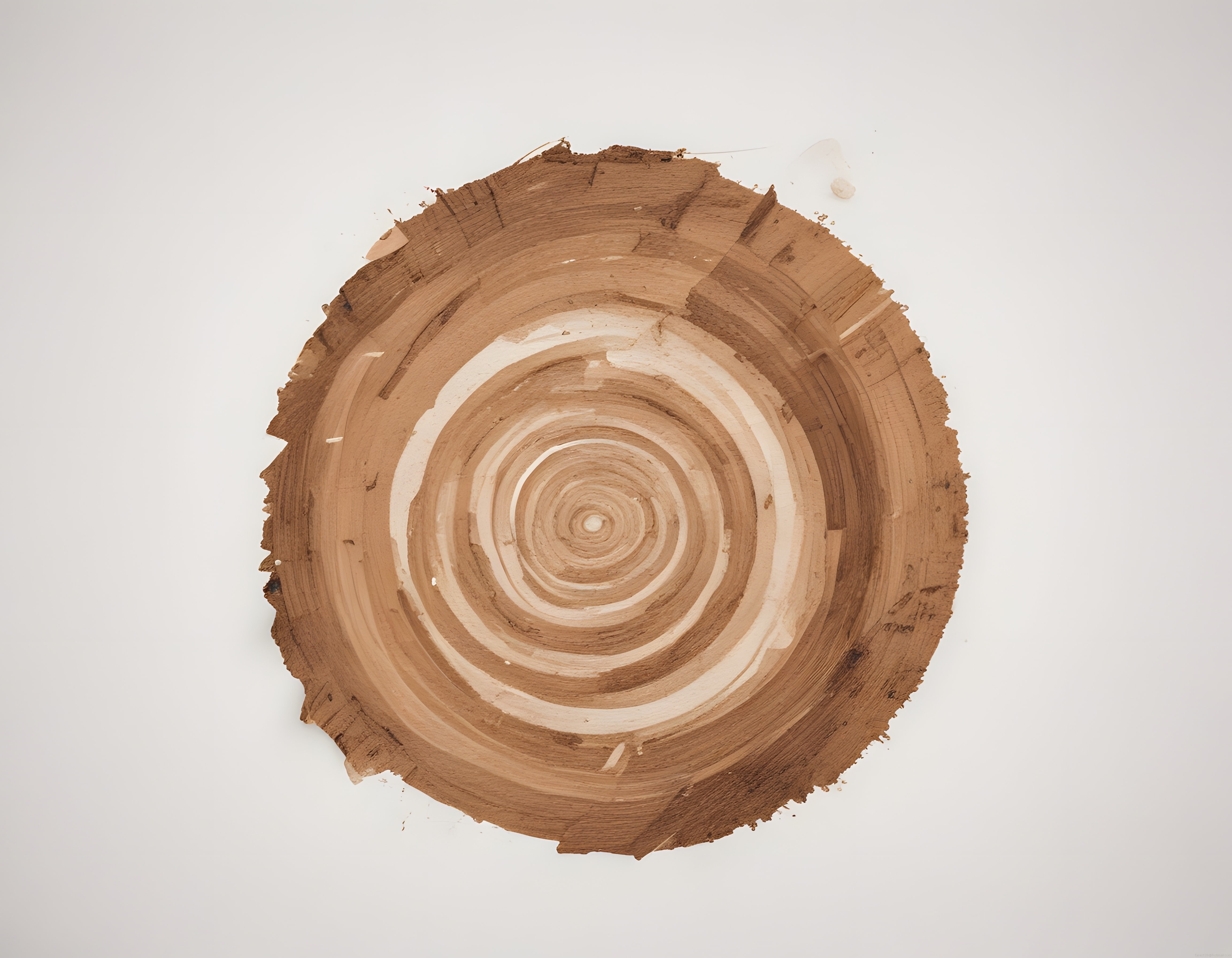 beyaz zeminde toprak rengi dokusal spiral ve minimal sanat kompozisyonu