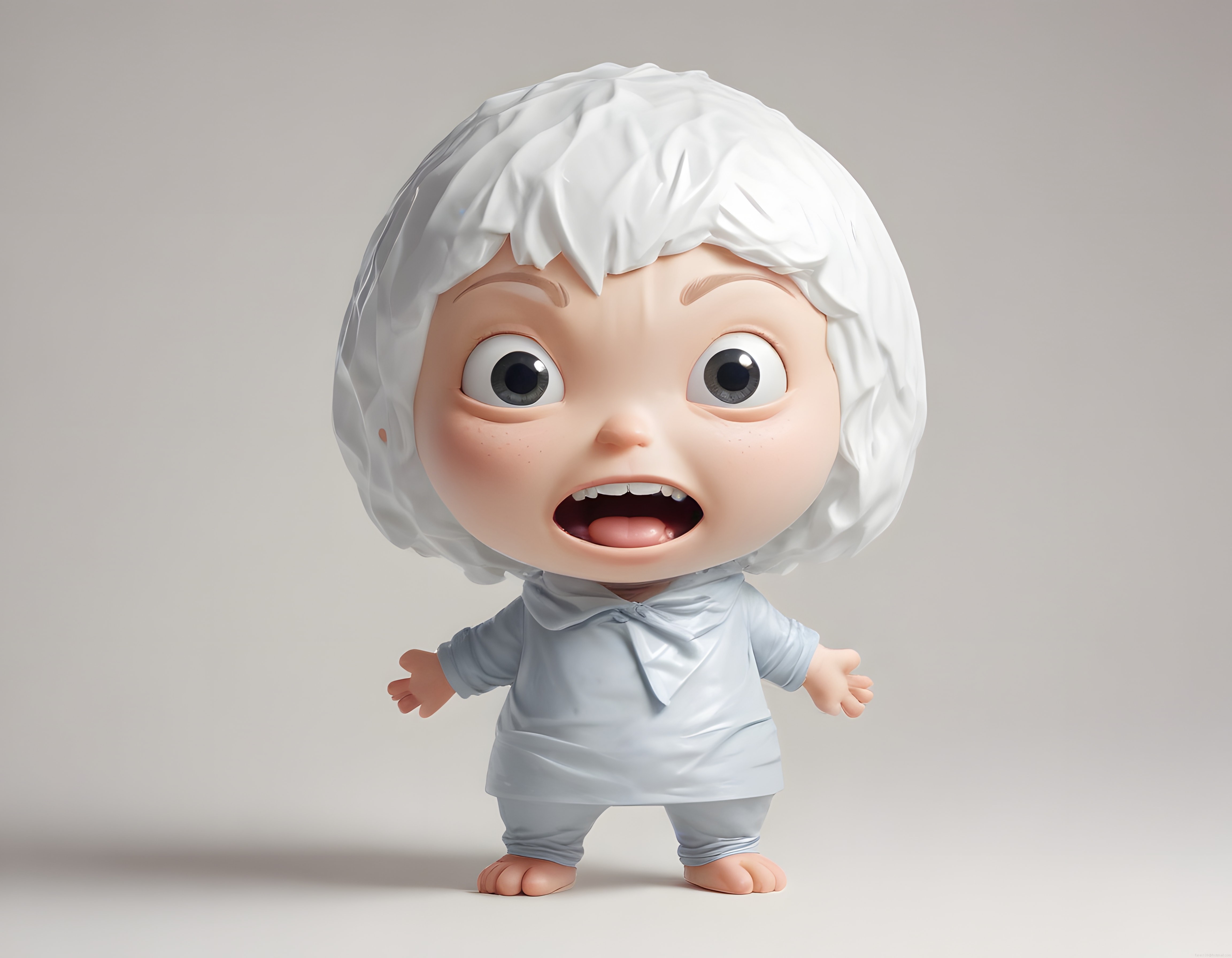 Biblo Tarzı Korkmuş 3D Çizgi Film Karakteri ve Şaşkın Bebek Tasarımı Biblo Tarzı Korkmuş 3D Çizgi Film Karakteri ve Şaşkın Bebek Tasarımı