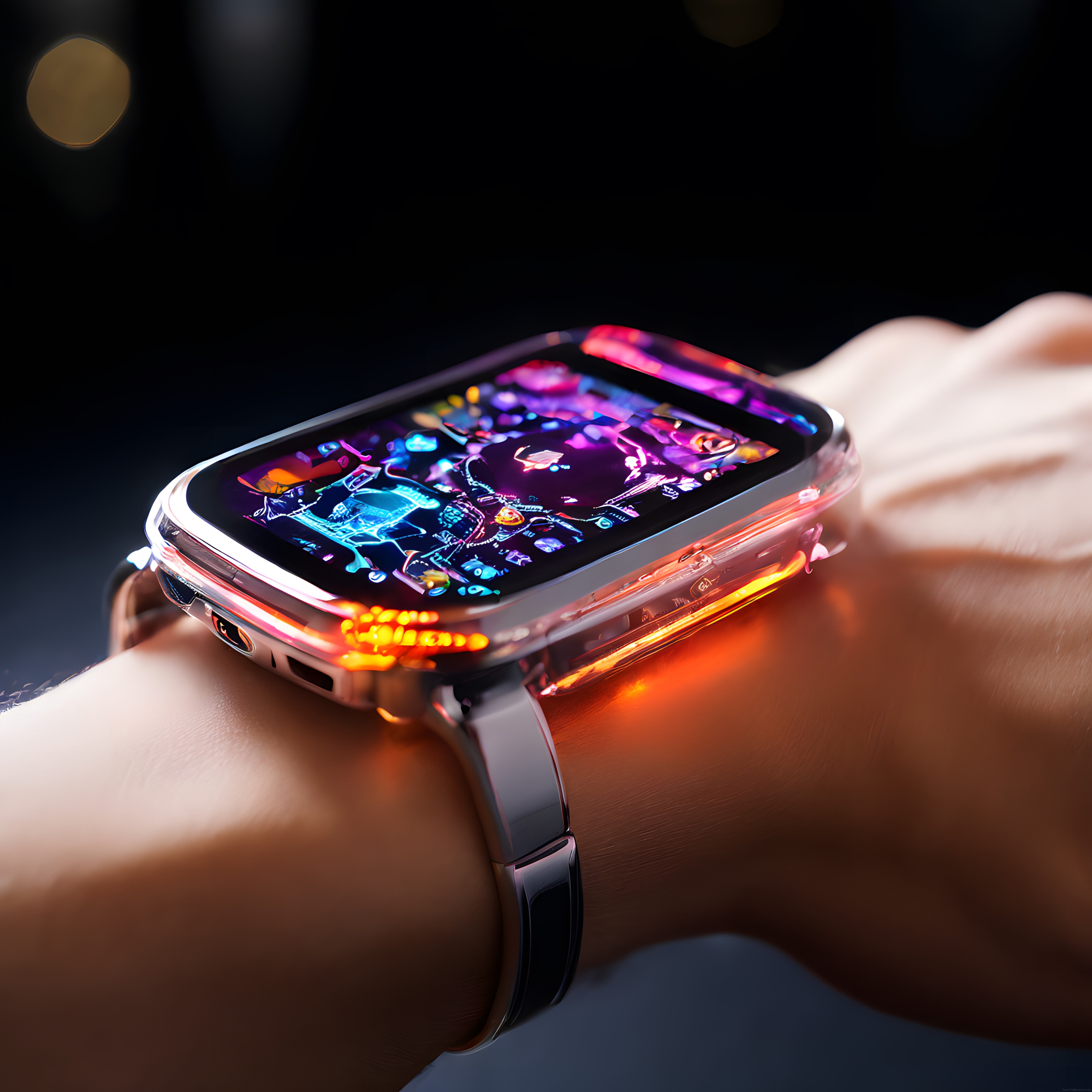bileğinizde parlayan şeffaf kasalı led akıllı saat ve neon arayüz teknolojisi