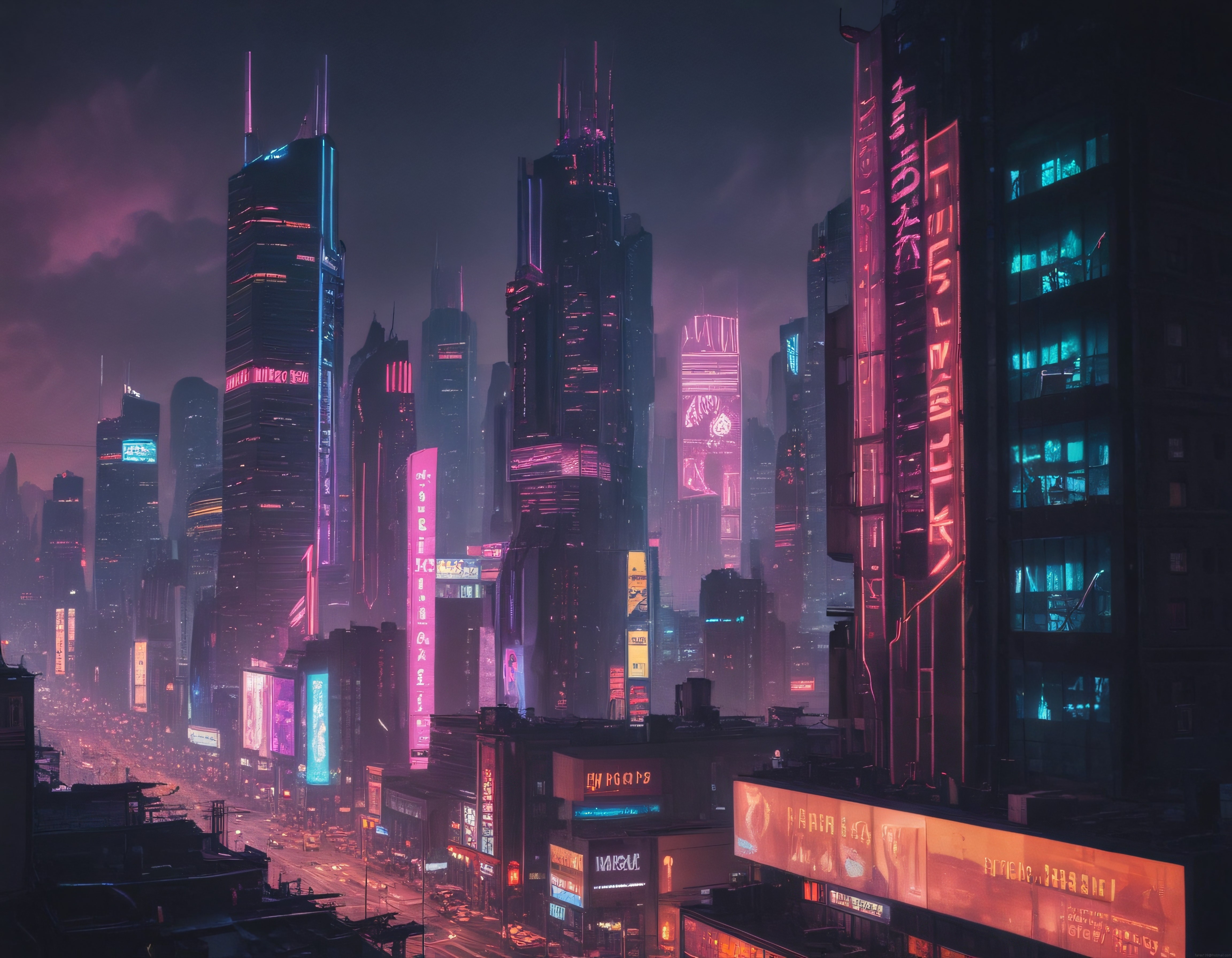 Bilim Kurgu Estetiğinde Neon Işıklı Dev Metropol Manzarası