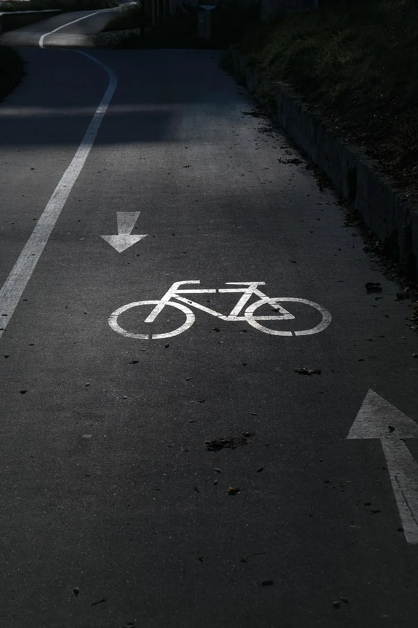 Bisiklet yolu işaretli asfalt yol