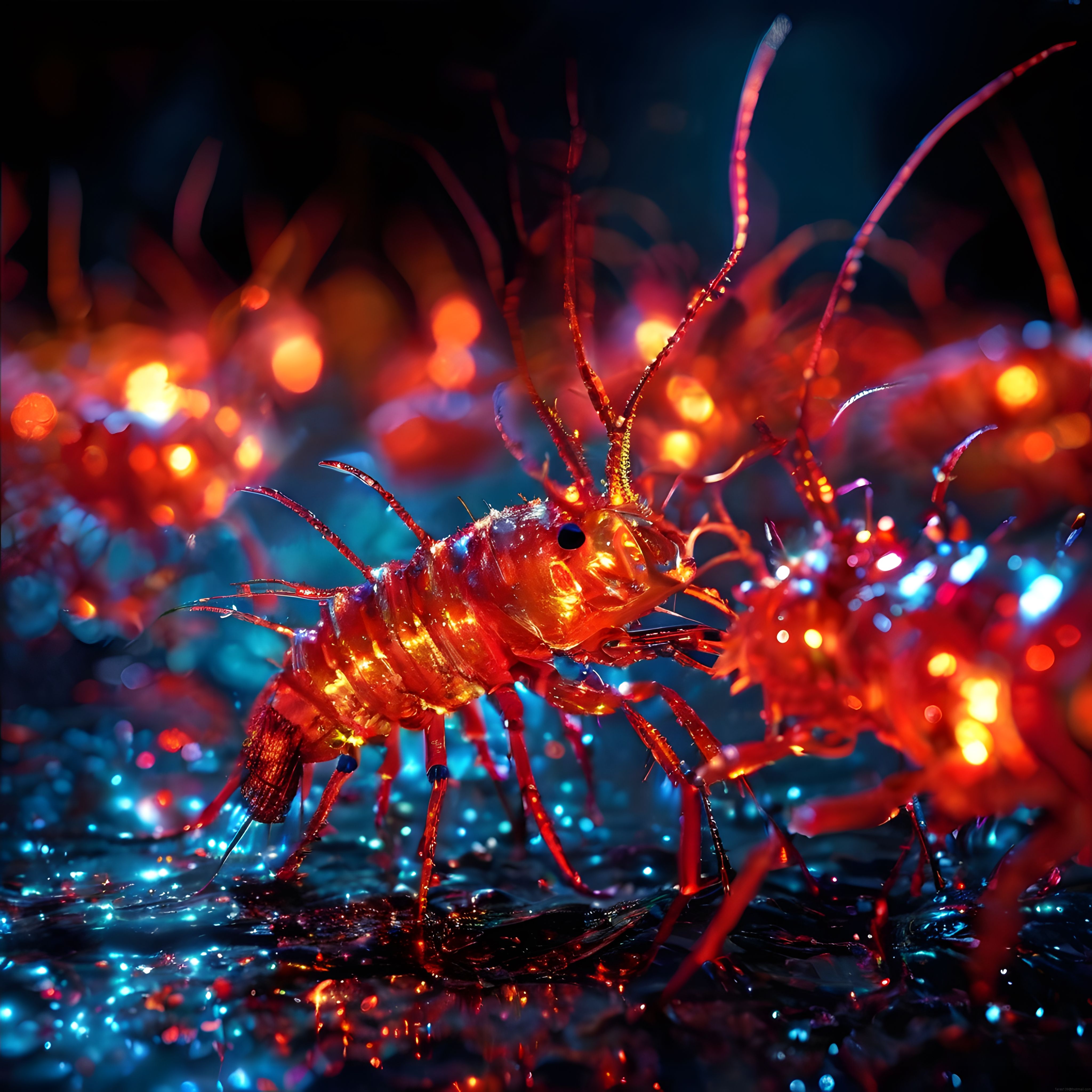 Biyolüminesans Deniz Yaratığı: Neon Aydınlatmalı Fantastik Dijital Sanat