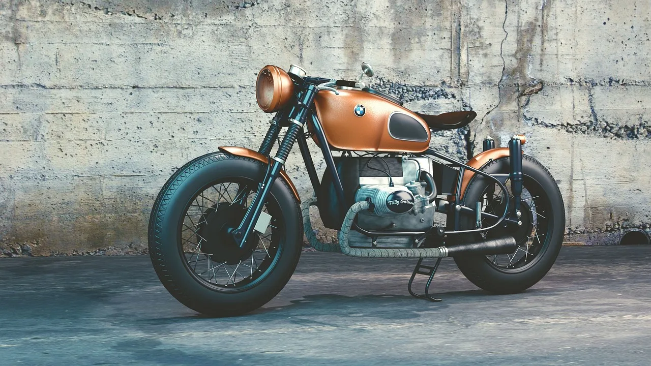 BMW vintage motosiklet sürüş fotoğrafı - retro yolculuk