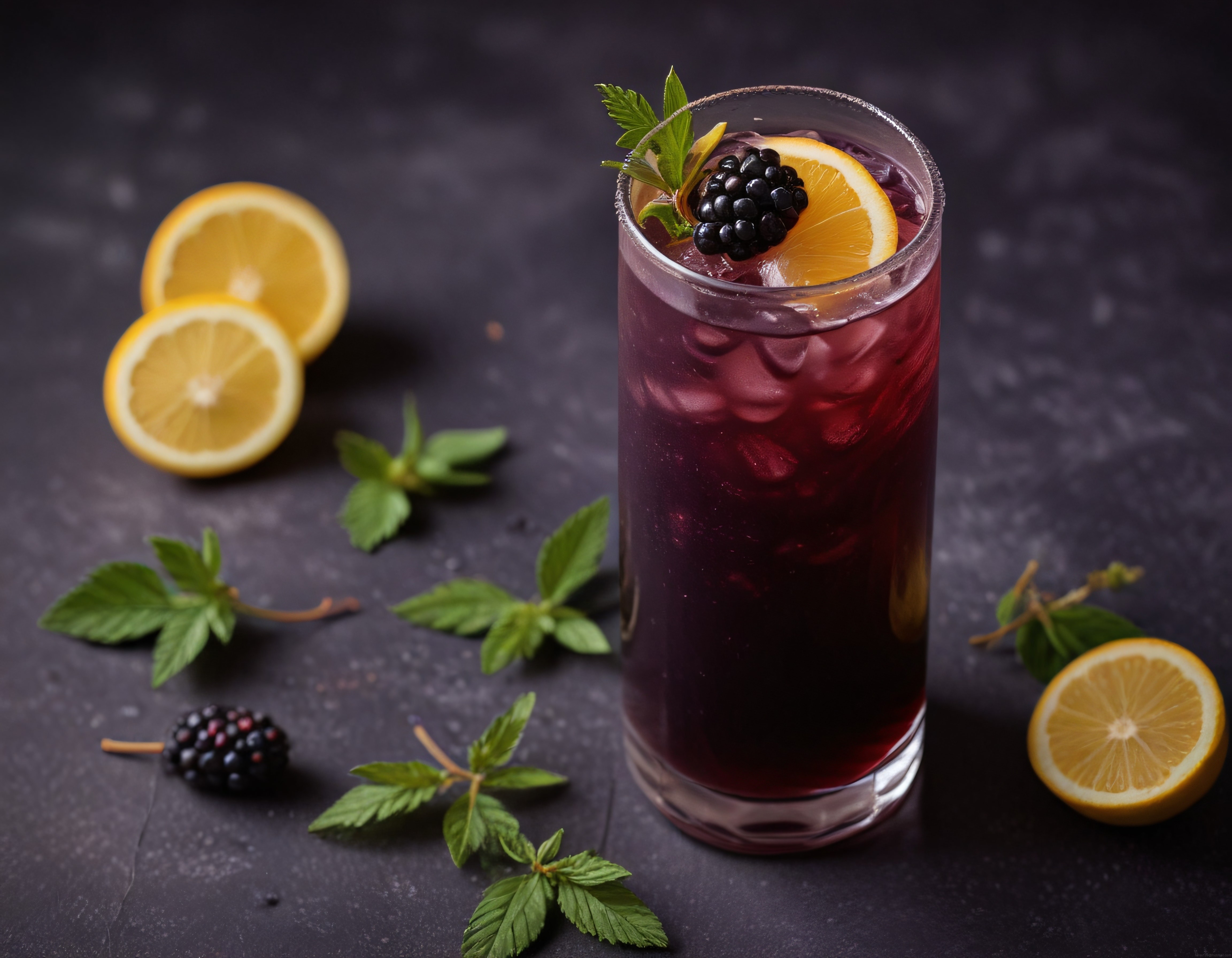 Böğürtlen ve Limon ile Süslenmiş Ferahlatıcı Ev Yapımı Serin İçecek