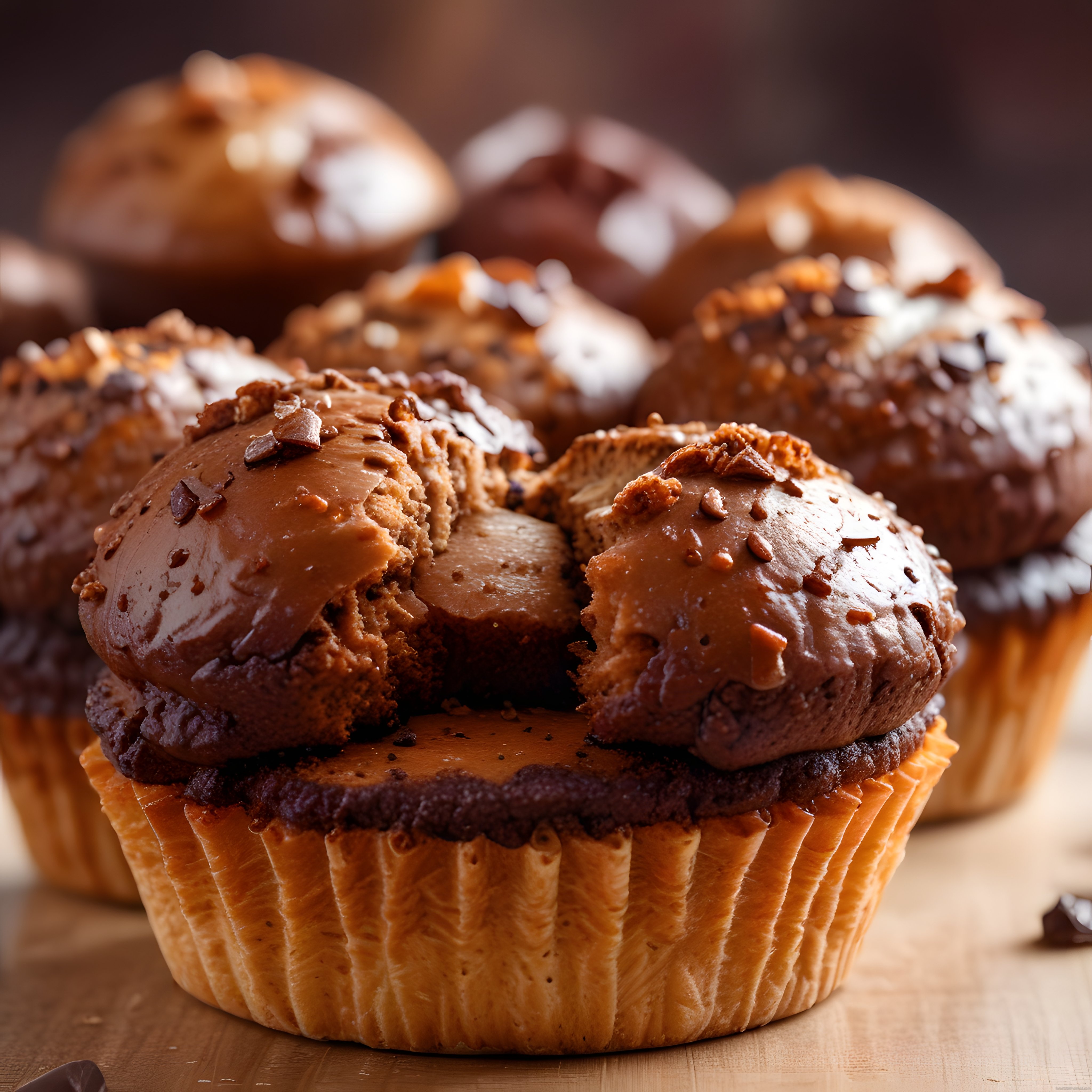 Bol Çikolatalı Kapkekler: Fırından Yeni Çıkmış Lezzetli Tatlı Muffinler