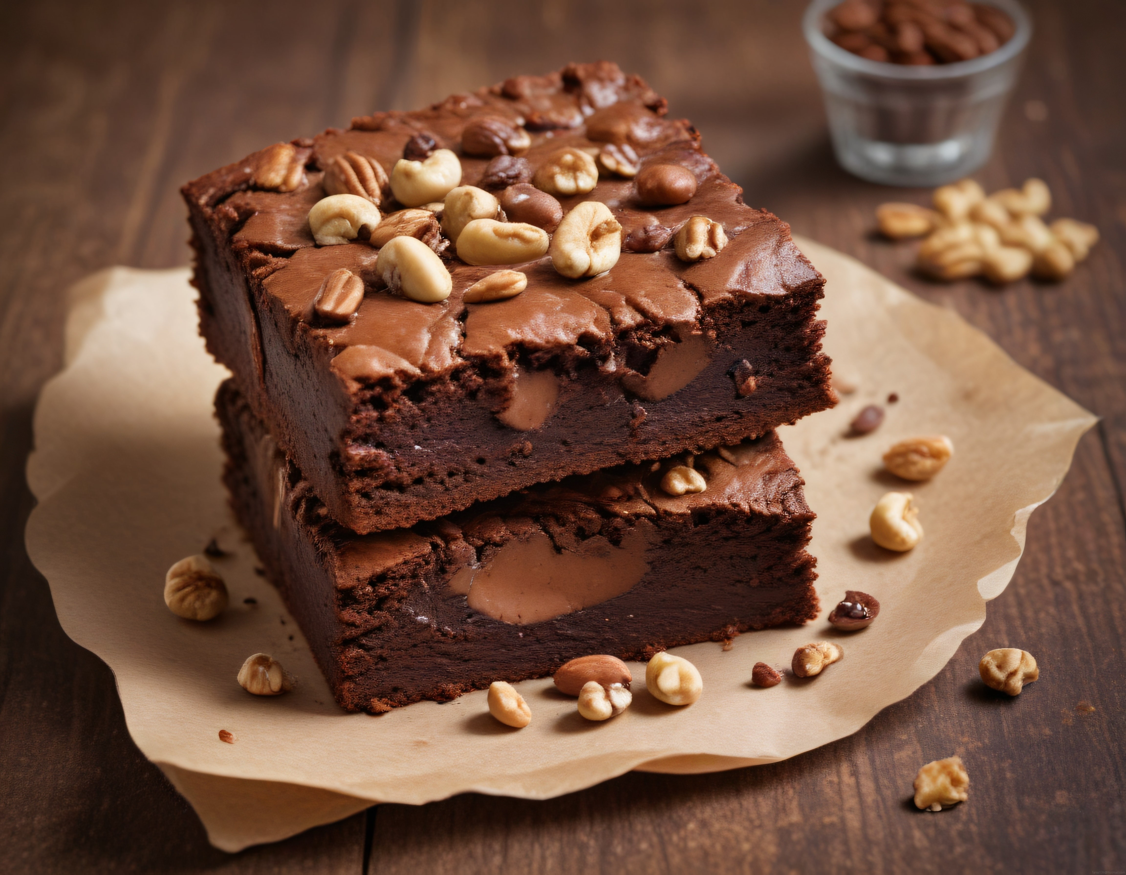 Bol Fındıklı Kuruyemişli ve Çikolatalı Ev Yapımı Brownie Dilimleri