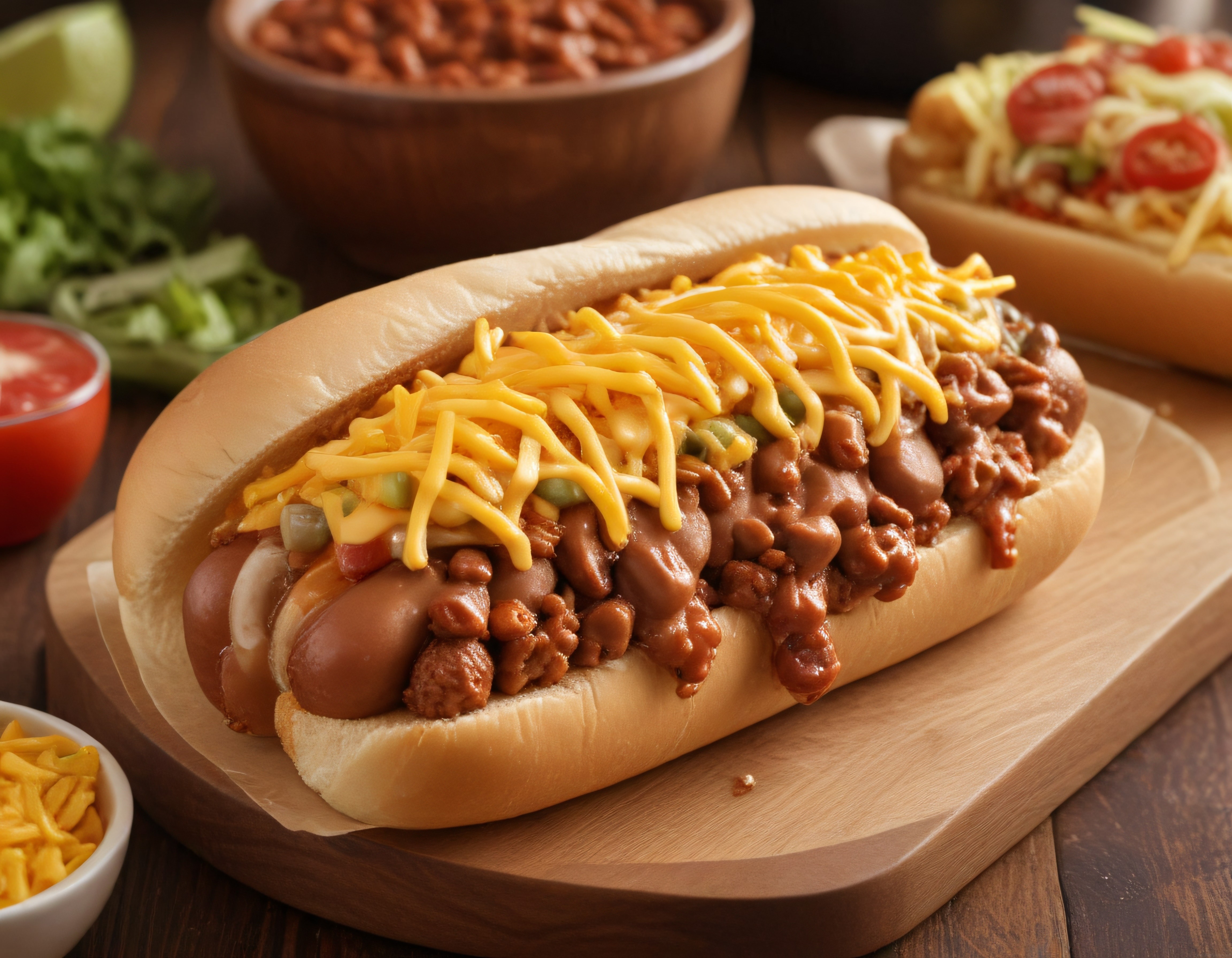 Bol Peynirli Chili Dog Tarifi: Sosisli Ekmek Üzerinde Kıymalı Fasulye