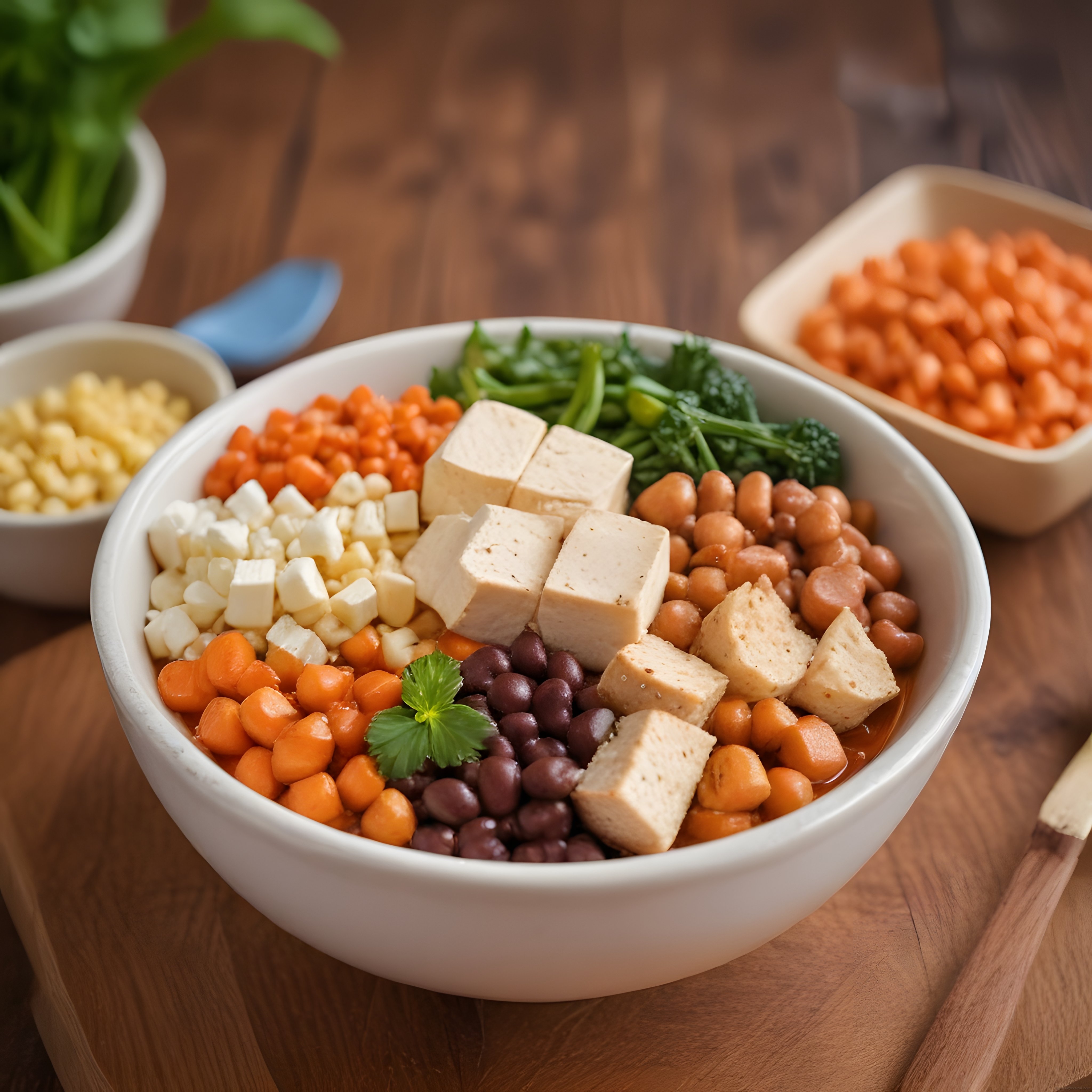Bol Proteinli Vegan Buddha Kasesi: Tofu, Nohut ve Renkli Sebzelerle