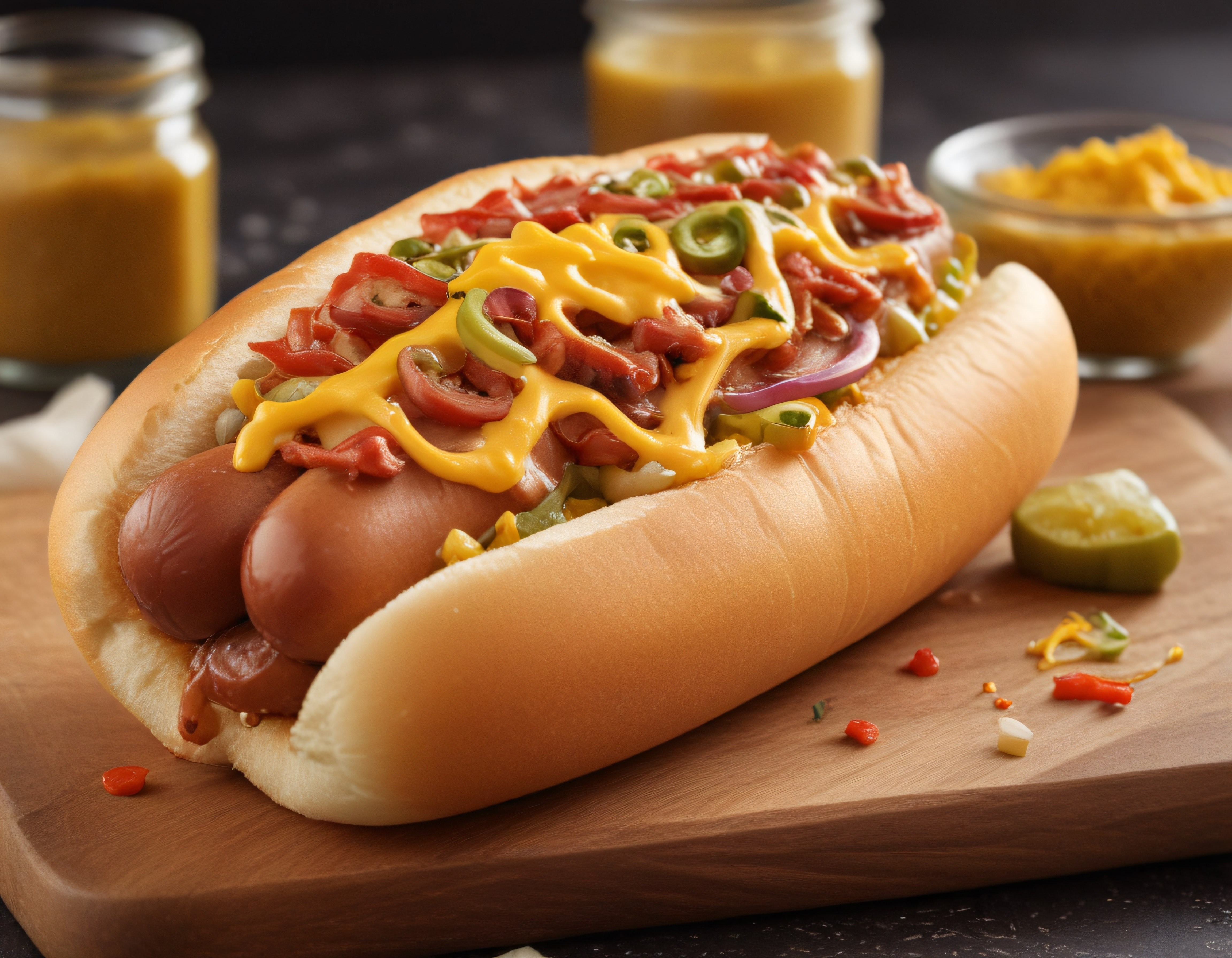 Bol Soslu Hot Dog: Cheddar, Jalapeno ve Taze Sebzelerle Nefis Sunum