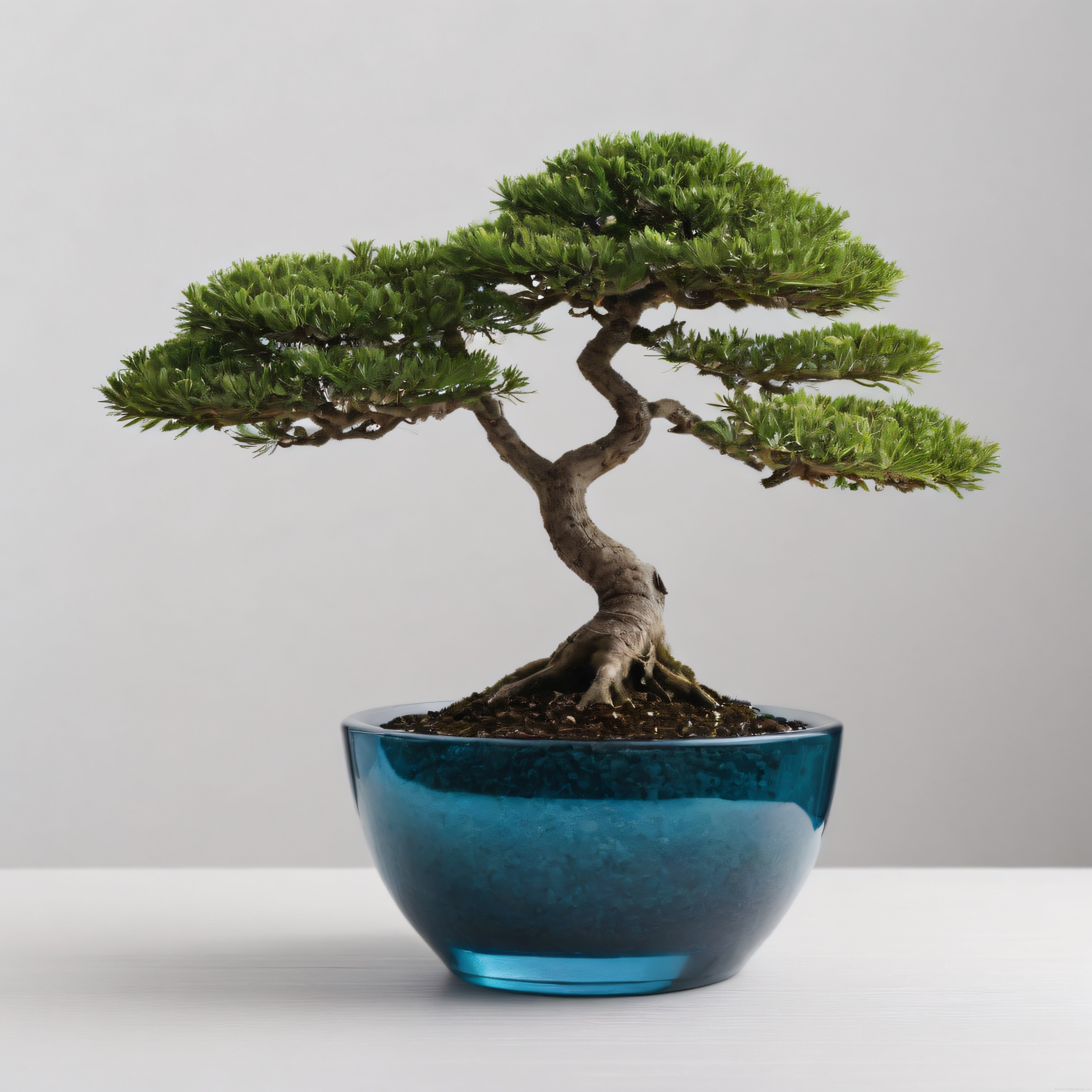 Bonsai Ağacı: Mavi Seramik Saksıda Şekillendirilmiş Yaşayan Sanat Eseri
