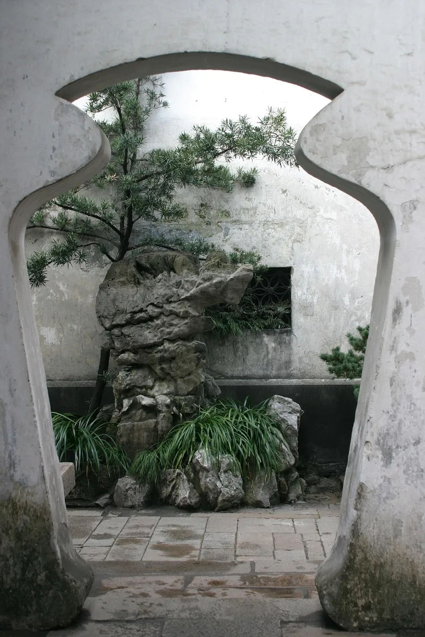 Bonsai bahçesi Çin doğa manzarası