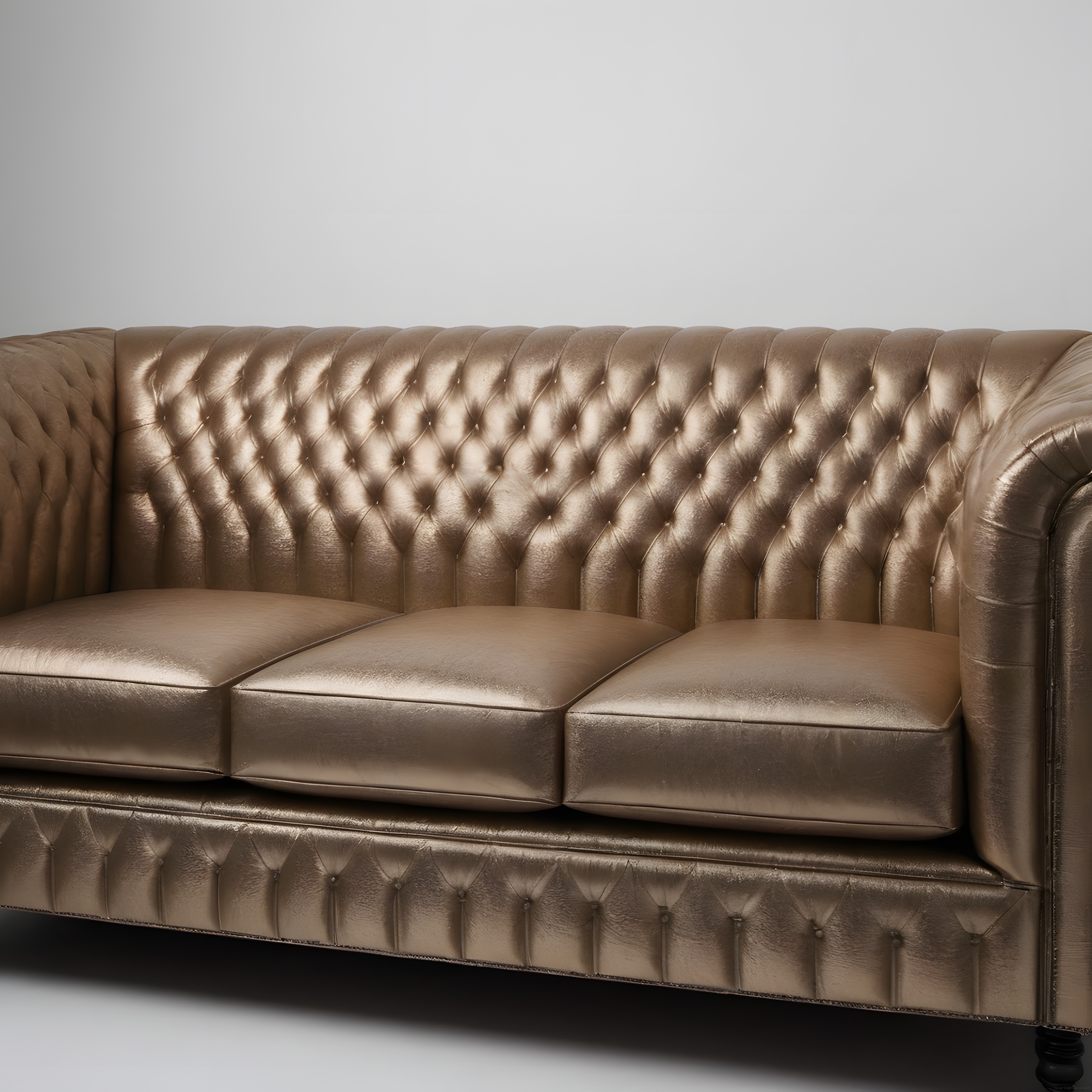 Bronz Kapitone Deri Chesterfield Kanepe ile Şık ve Lüks Salon Dekorasyonu