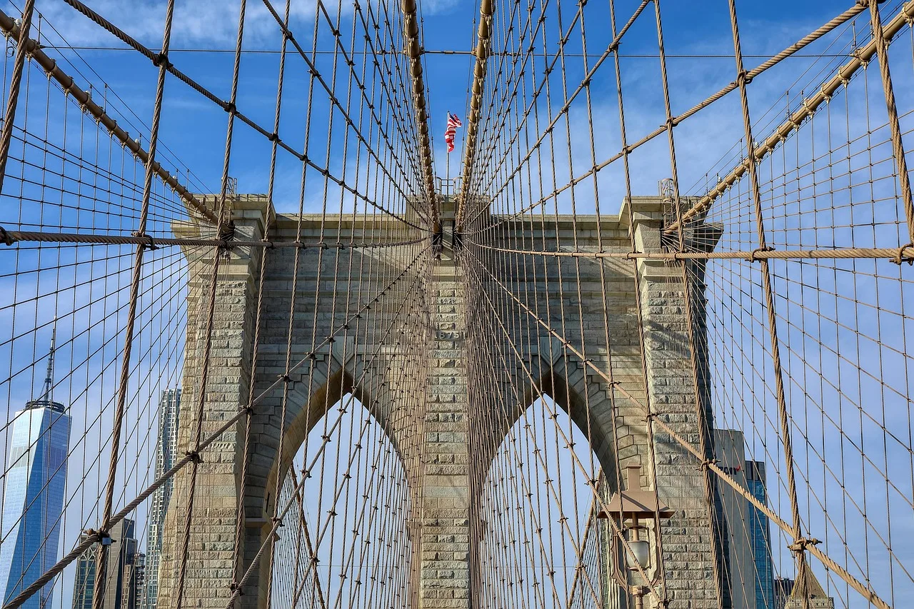 Brooklyn köprüsü perspektif fotoğrafı - modern mimari