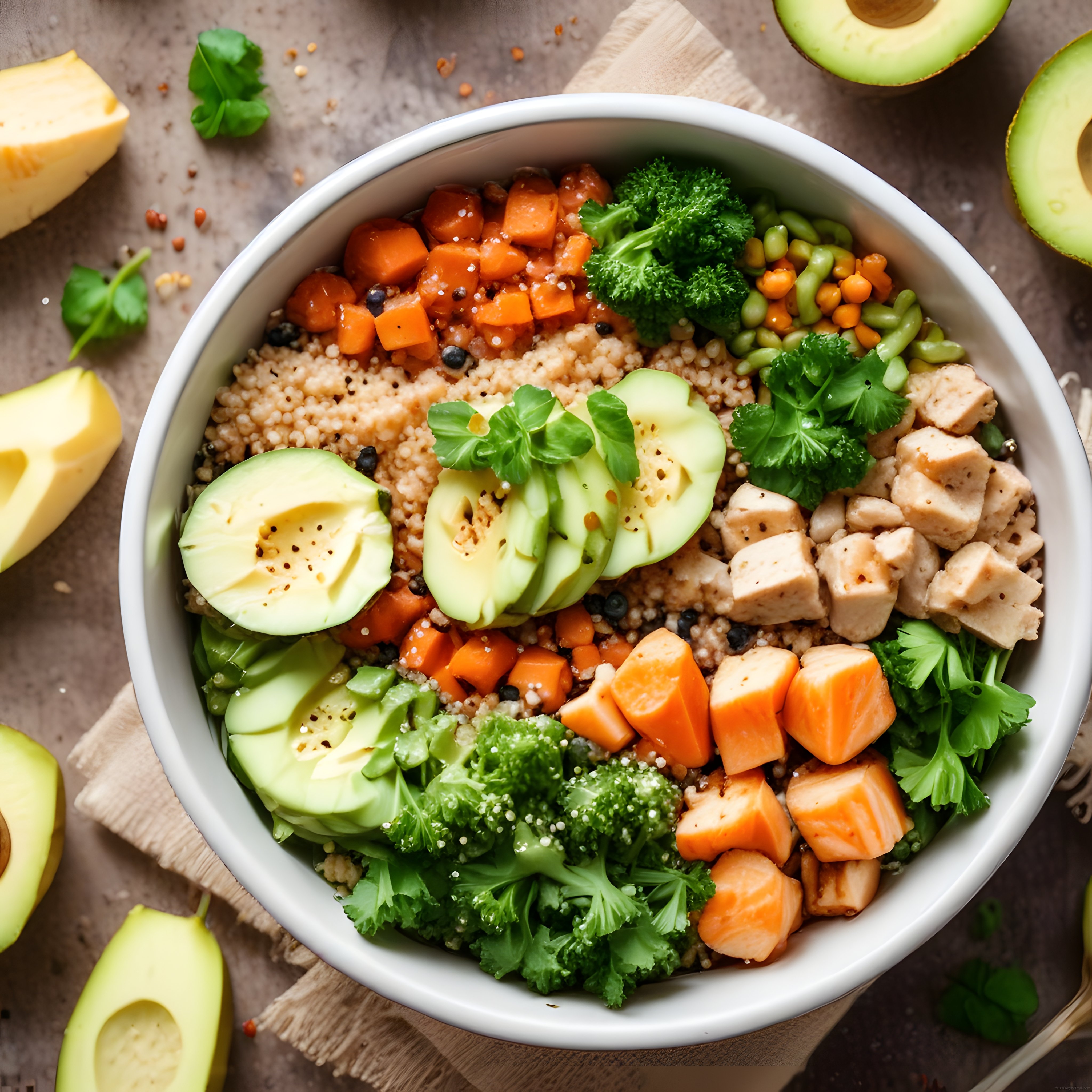 Buddha Bowl Tarifi: Tavuklu, Avokadolu ve Kinoalı Sağlıklı Öğün Kasesi